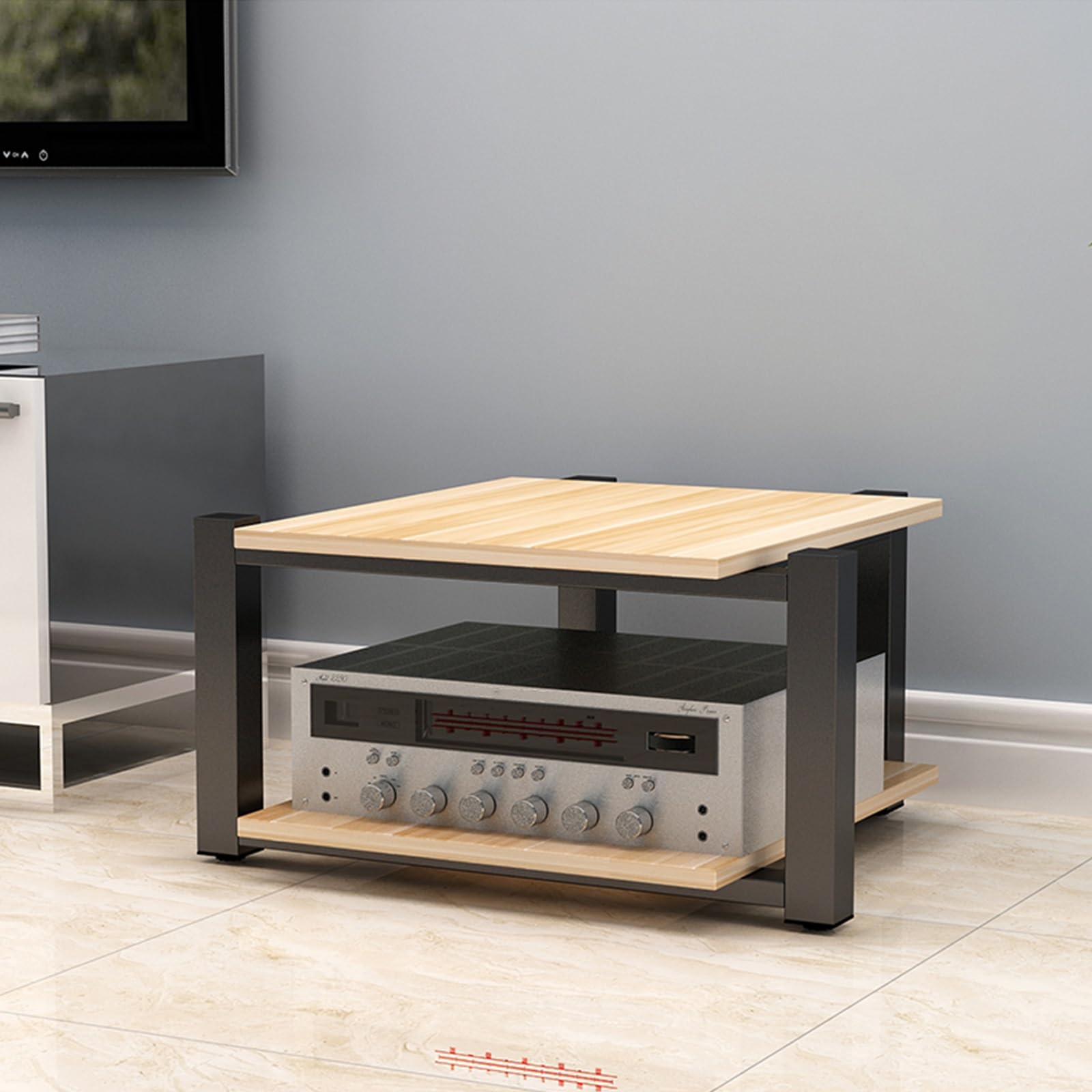 Meuble AV en bois pour petits espaces rangement platine vinyle