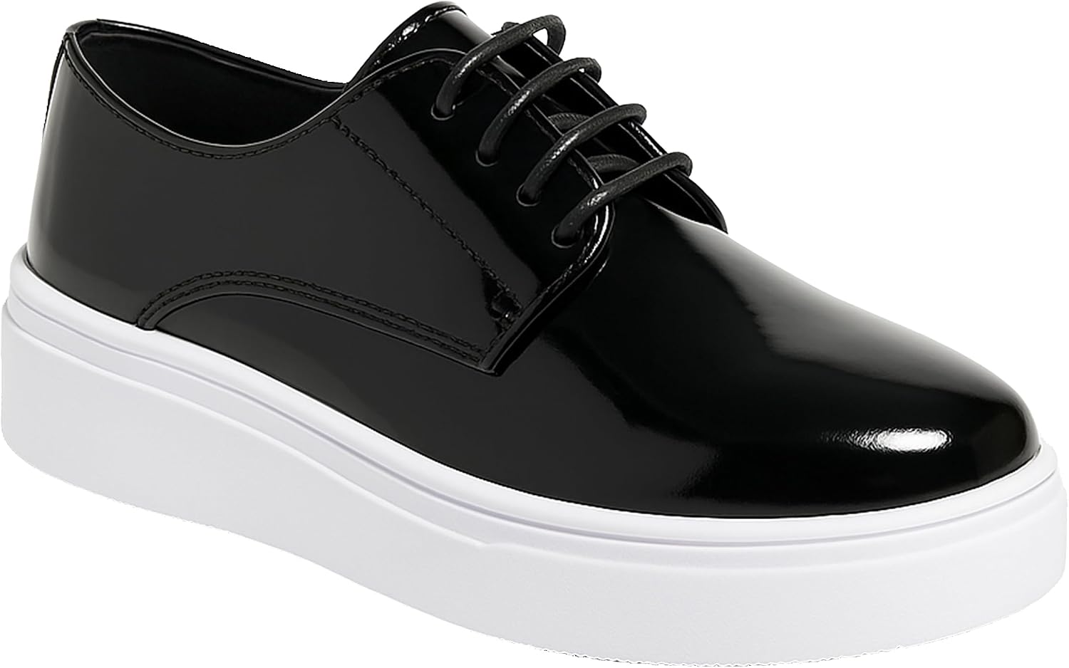 SIRRI Boys' Patent Platform Derby Shoes – Lace-Up Formal Smart Wedding & Prom Footwear