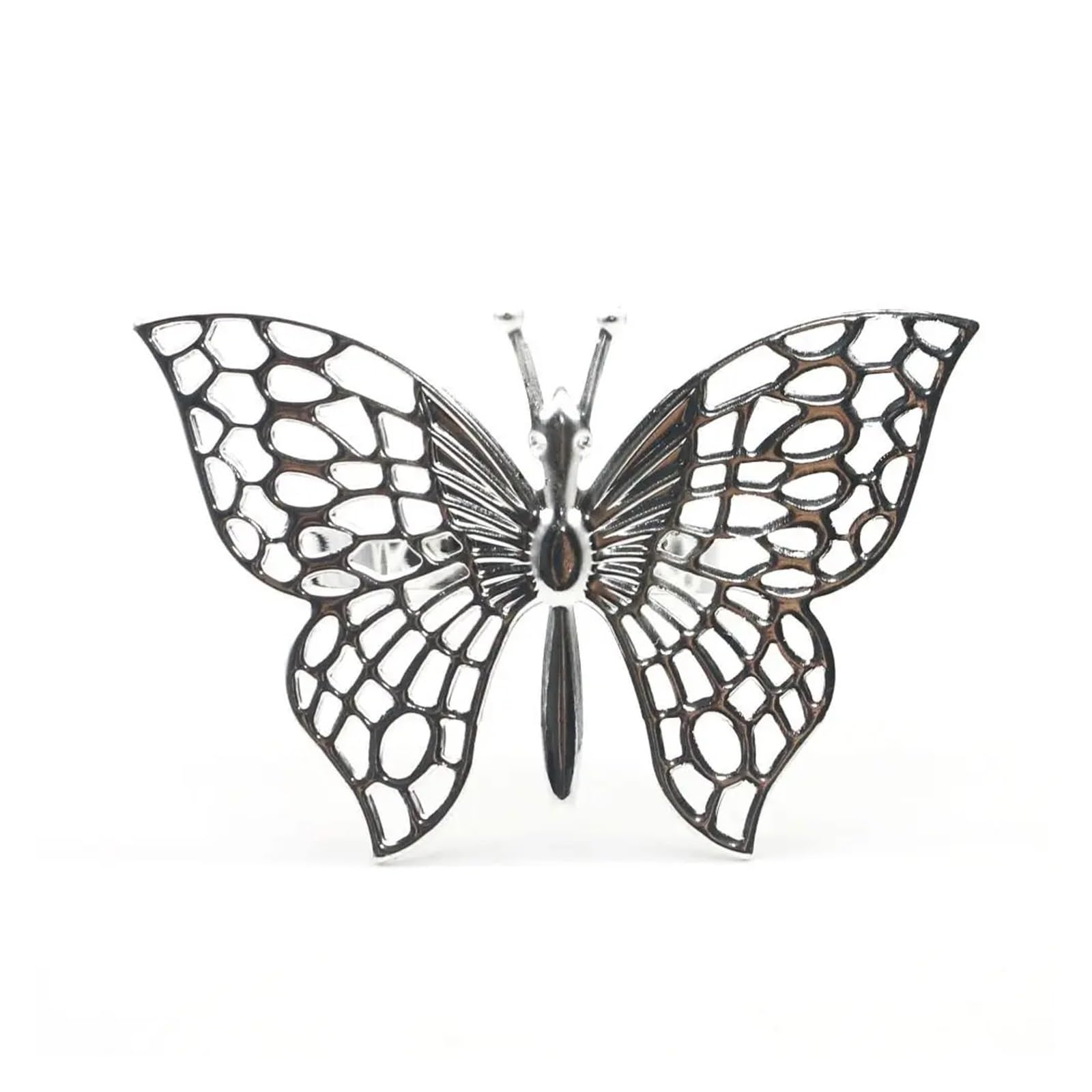 napkin rings 1/6pcs Iron Napkin Ring Gold/Rose Gold/Silver Butterfly/Hollow Hollow Butterfly Decorative Clasp(Silver-1pc butterfly)