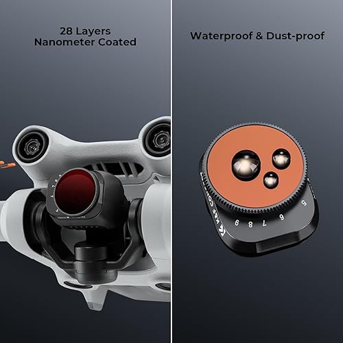 Miniatura 5 de K&F Concept Mini 3 Pro Variable ND32-512 (5-9 Stop) Filtro ND compatible con DJI Mini 3 Pro, 28 accesorios Mini 3 Pro multicapa