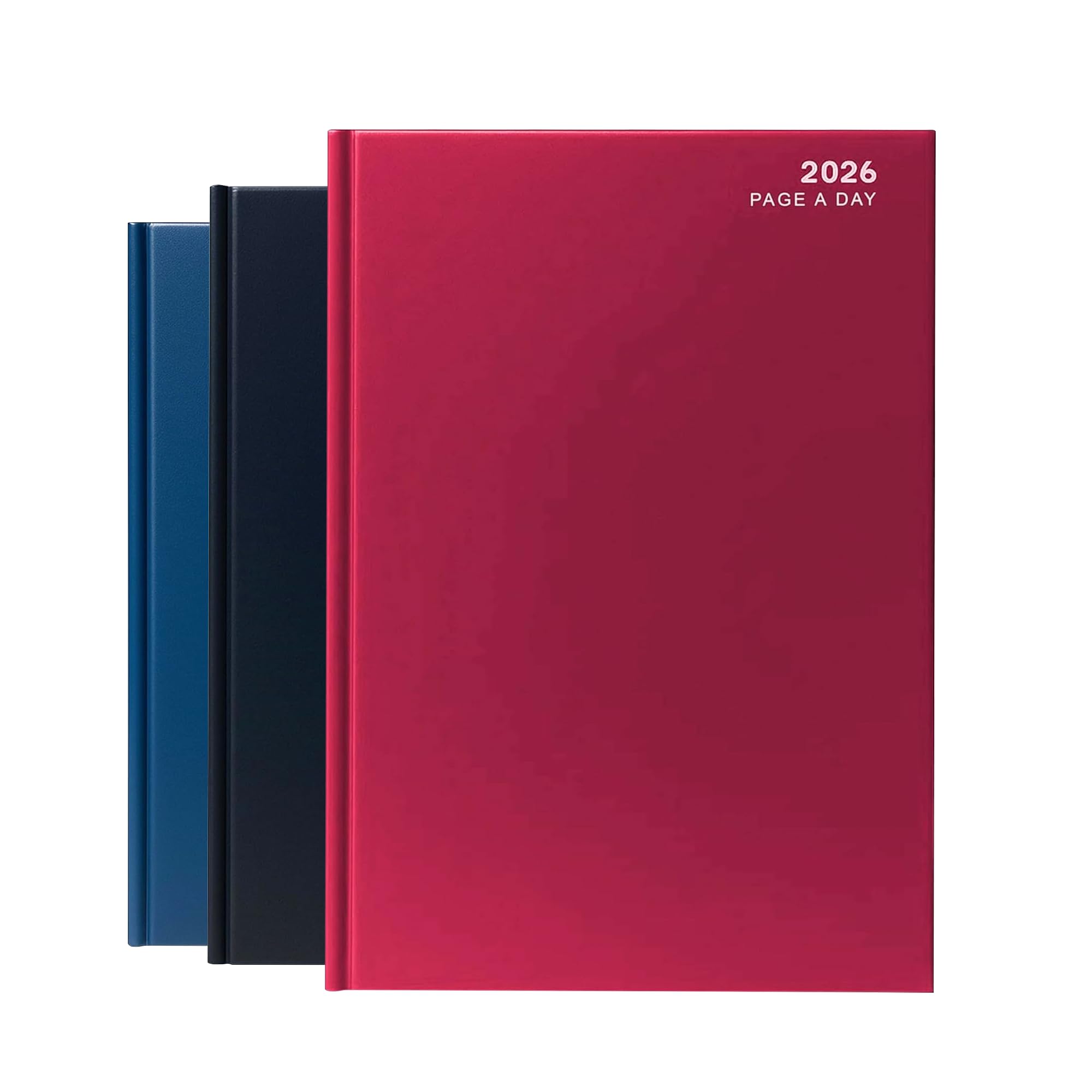 2026 Diary A4 | A5 Day a Page | Week to View Hard Backed Casebound Desk Diary with Ribbon Marker for Business, Office & Personal Use (Red, A4 Day A Page)