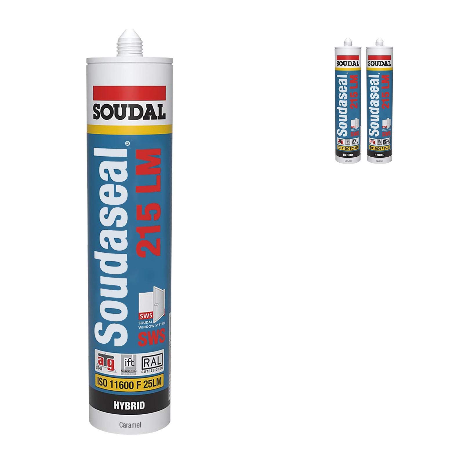 2 x Caramel Soudal SWS Sealant Hybird Polymer Silicone Low Modulus Airtight Soudaseal