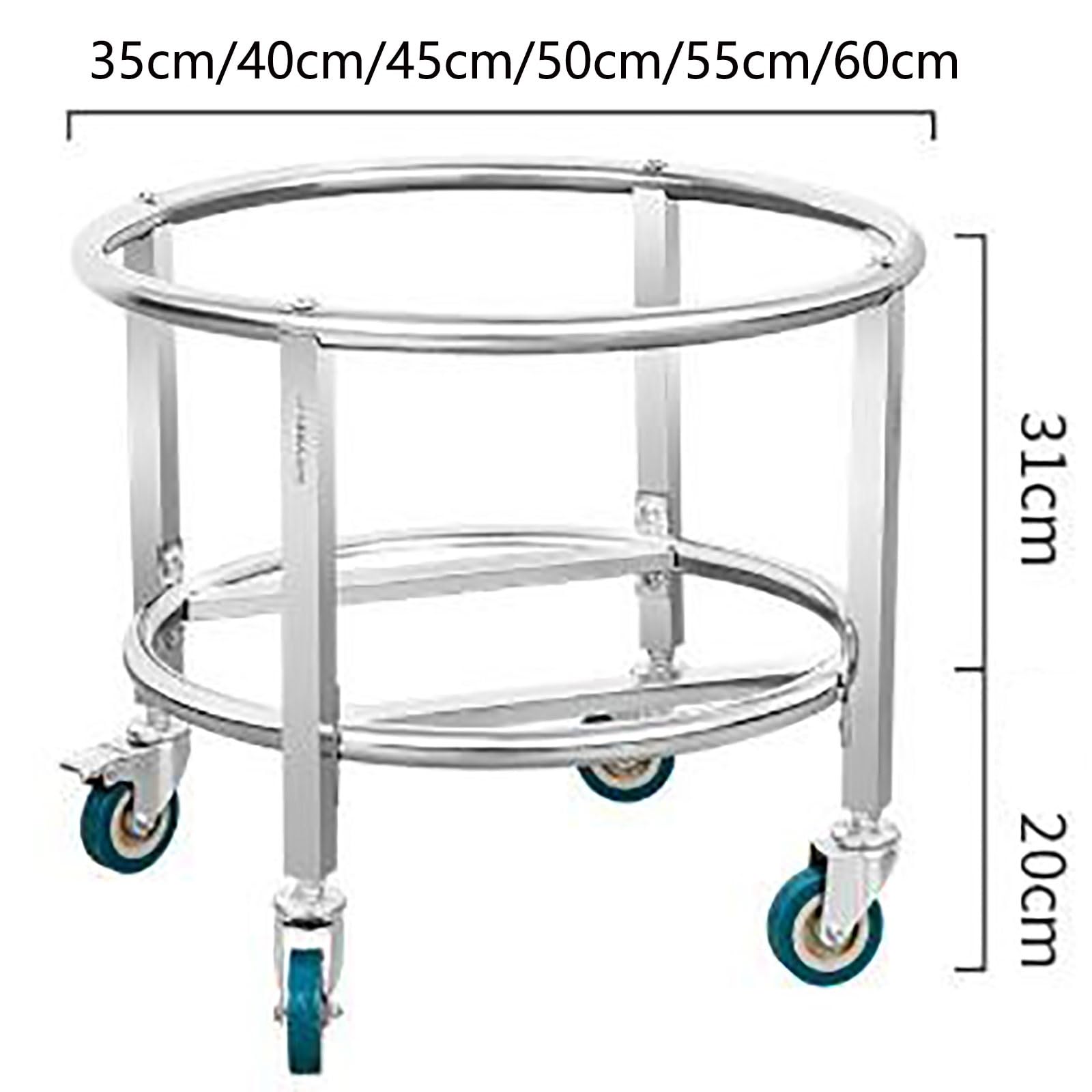Carrello portavaso resistente con ruote girevoli in acciaio inox e carrello per zuppe commerciali per ristoranti e cucina (diametro 45 cm) ideale per mense e botti di latte