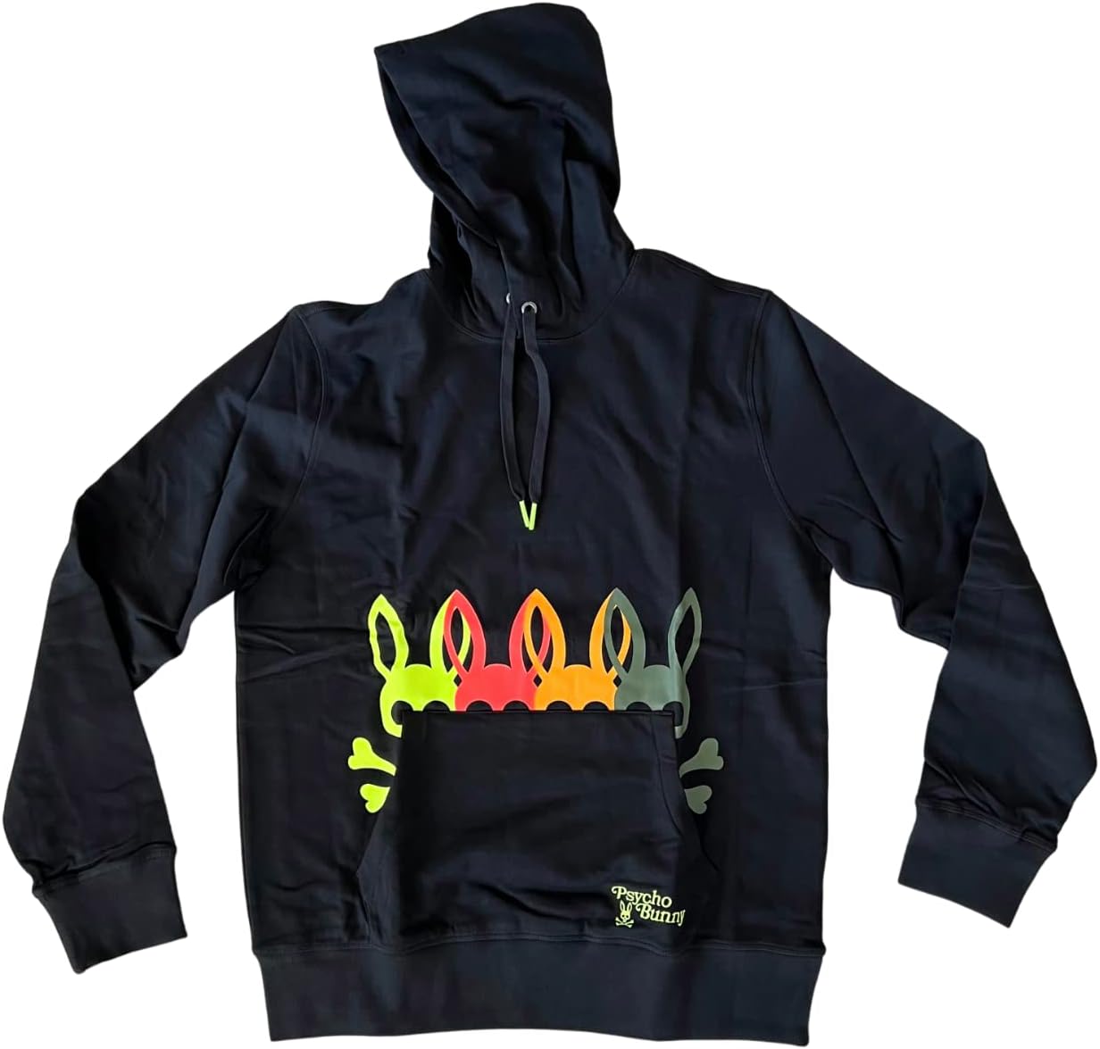 Psycho Bunny Men's Graphic Pullover Hoodie Sweatshirt Size Large Hoody (Peekaboo - Black - BLK)