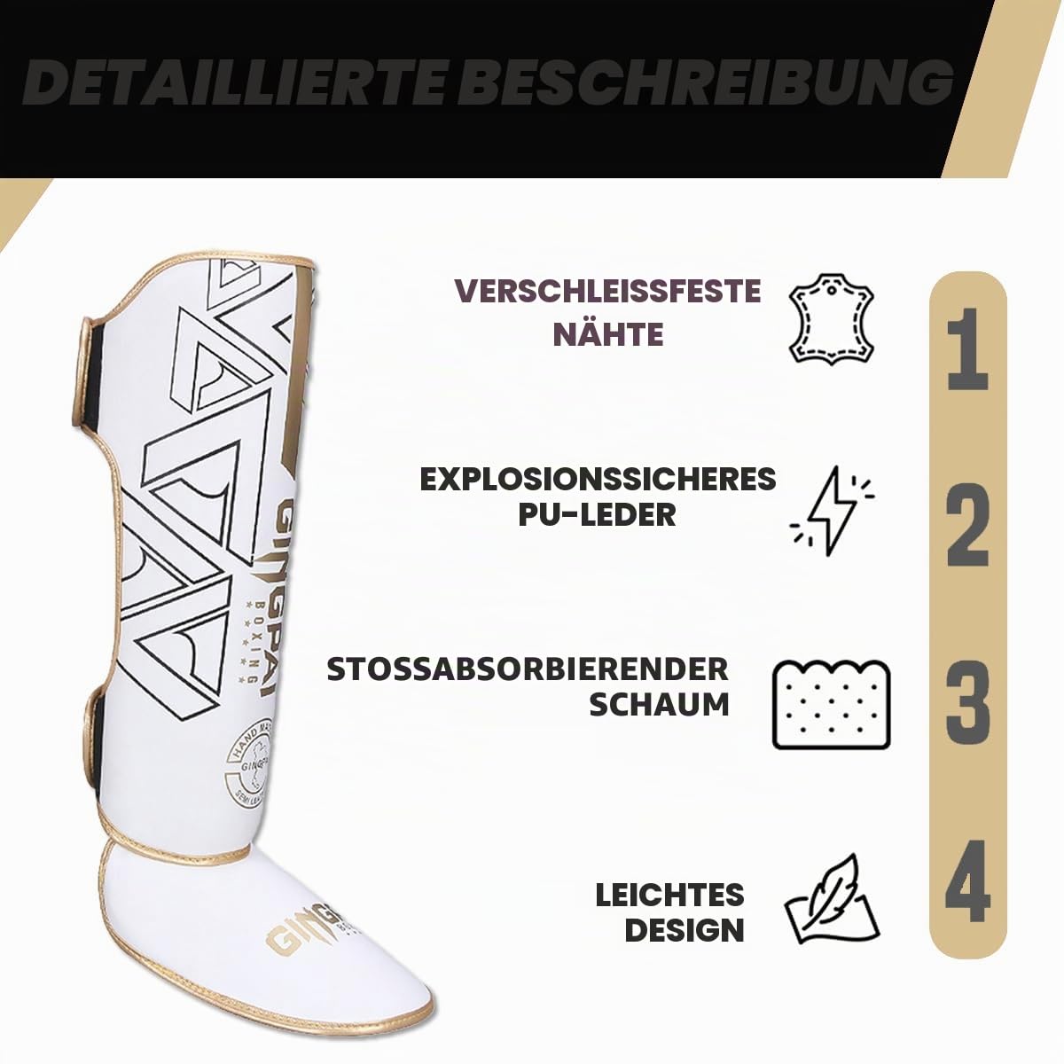 Schienbeinschoner Kickboxen,Kickboxen Schienbeinschützer mit Schockabsorbierendem Liner zum Schutz Ihrer Waden und Füße,Muay Thai Schienbeinschoner für MMA,Boxen,Sparring,Karate