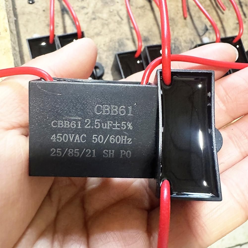 Condensador de arranque del motor del ventilador eléctrico 450VAC CBB61 CBB61 CBB6 Rango de capacitancia 0.8uF a 25uF para circuitos de motor de CA que funcionan a 50Hz o 60Hz (25uF (25 piezas)