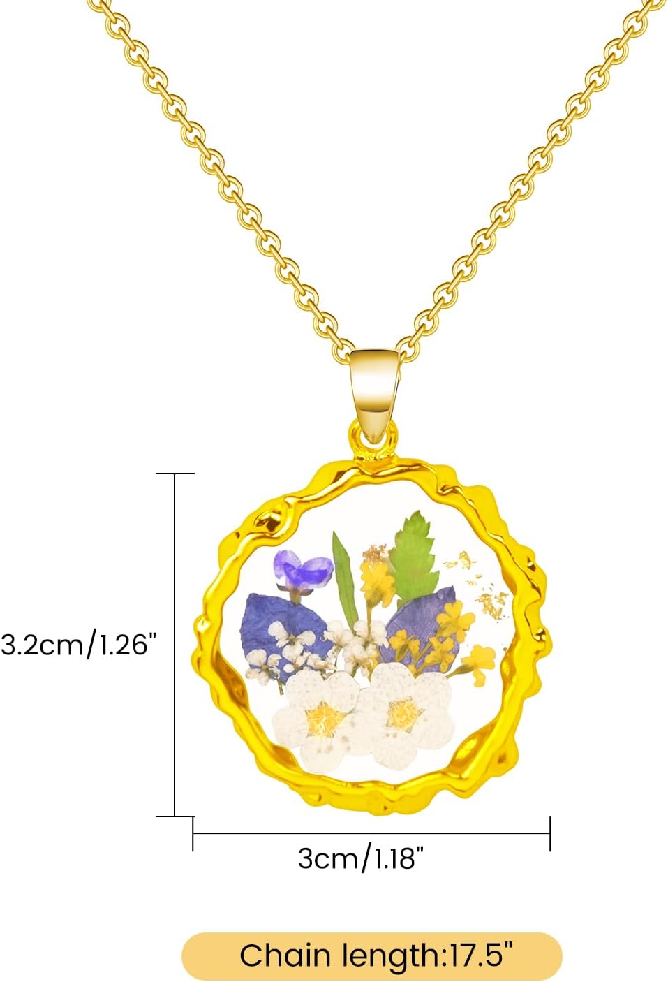 Pressed Flower Necklaces for Women,Birth Flower Necklaces for Women - Image 7