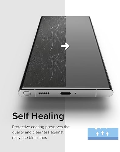 Miniatura 6 de Ringke Paquete de 2 películas dobles fáciles compatibles con Samsung Galaxy S22 Ultra 5G, película de cobertura completa de alta calidad, fácil