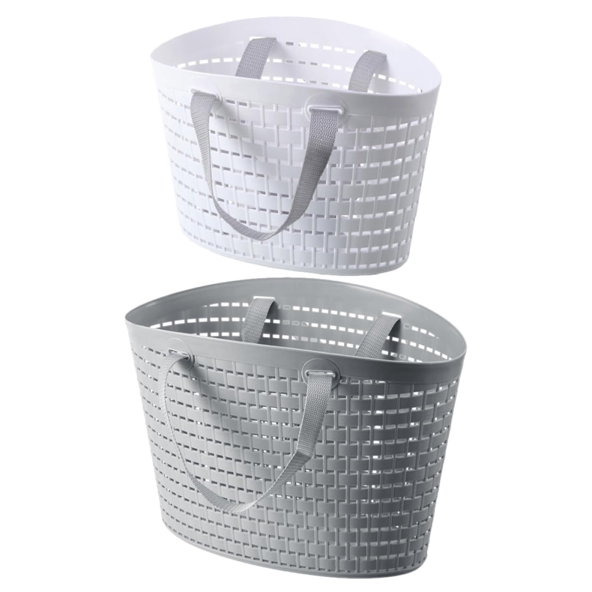 Paniers de rangement plastique ajouré bac de stockage maniable avec poignées