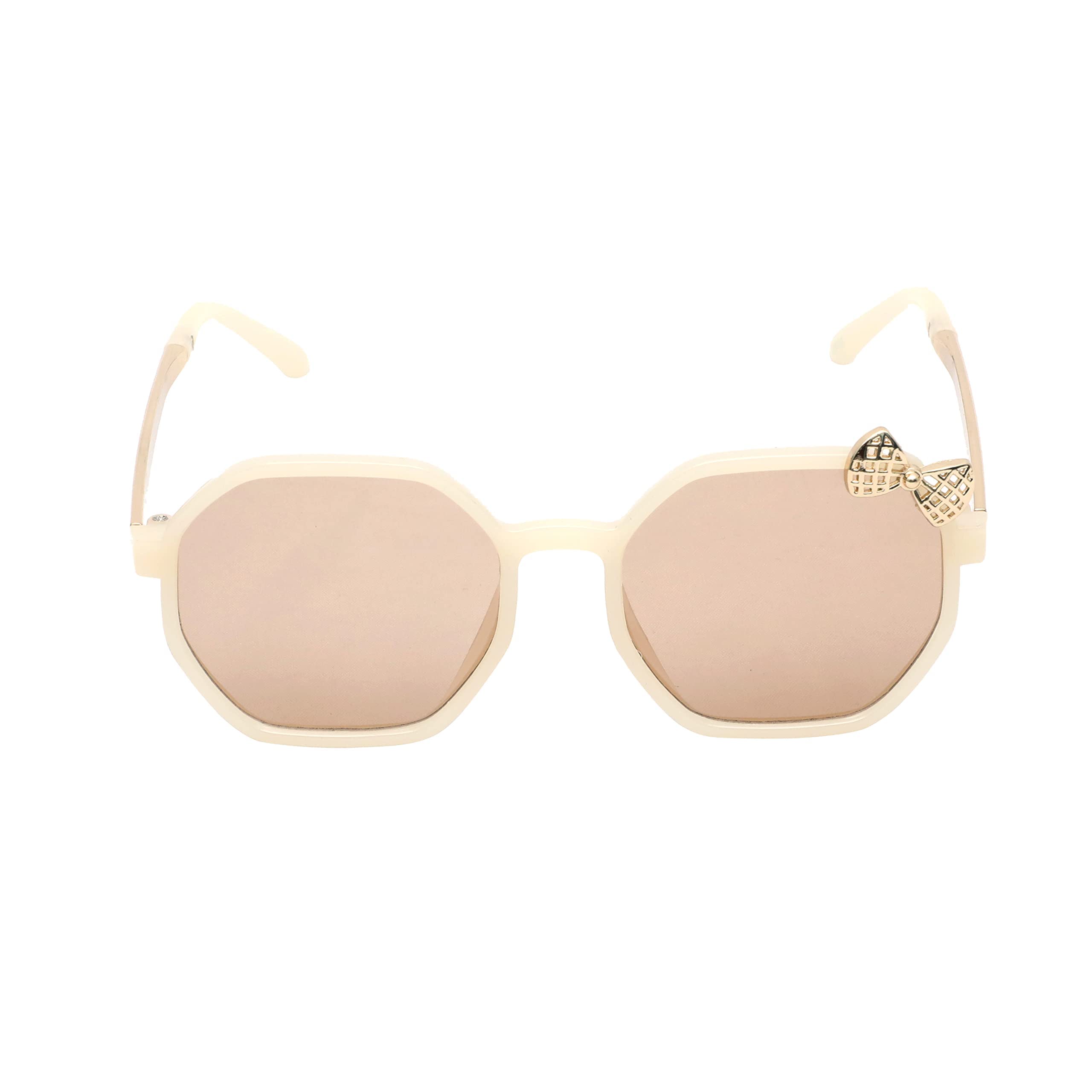 SPIKY Girls Hexagon Polarized Hexagonal Sunglasses With Protective Case Brown Frame, Brown Lens, Free Size - (Pack Of 1)