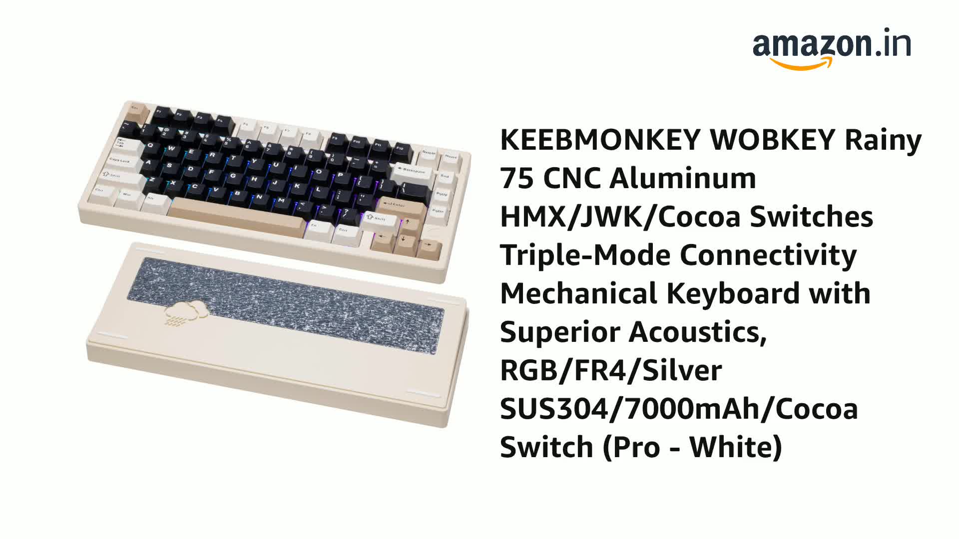 Amazon.in: Buy KEEBMONKEY WOBKEY Rainy 75 CNC Aluminum HMX/JWK