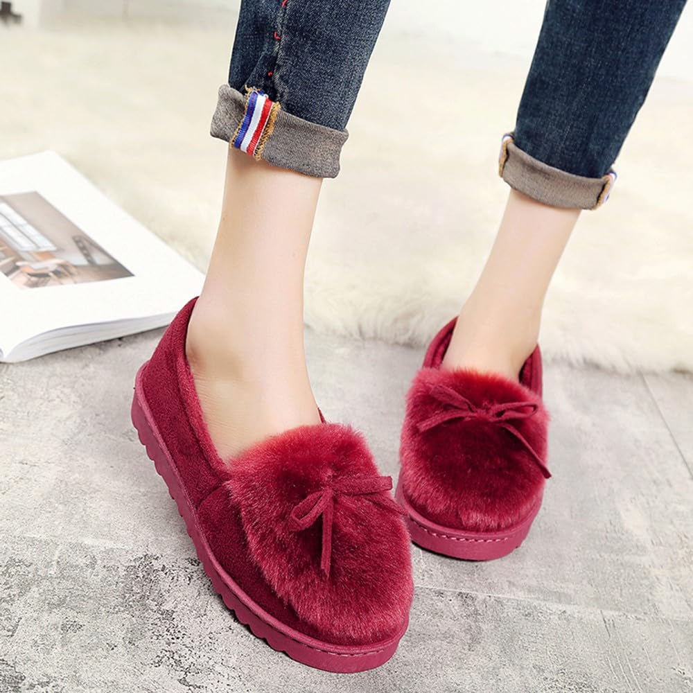 Pantofole da Donna Inverno All'aperto Caldo Peluche Morbido Impermeabile Ecopelliccia per la casa con Pantofole Mocassini