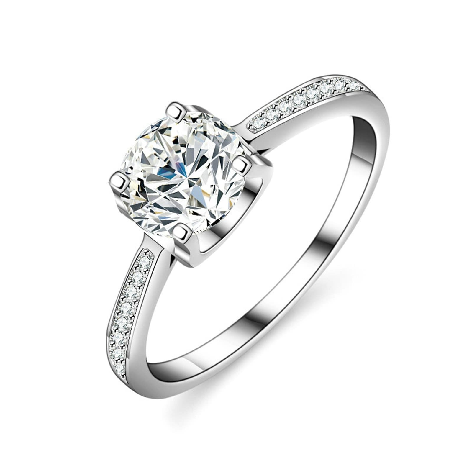 Anillos de boda de platino 950, joyas de oro auténtico, 6 garras con diamante creado en laboratorio, anillos de boda PT950, talla 48 (15,3)