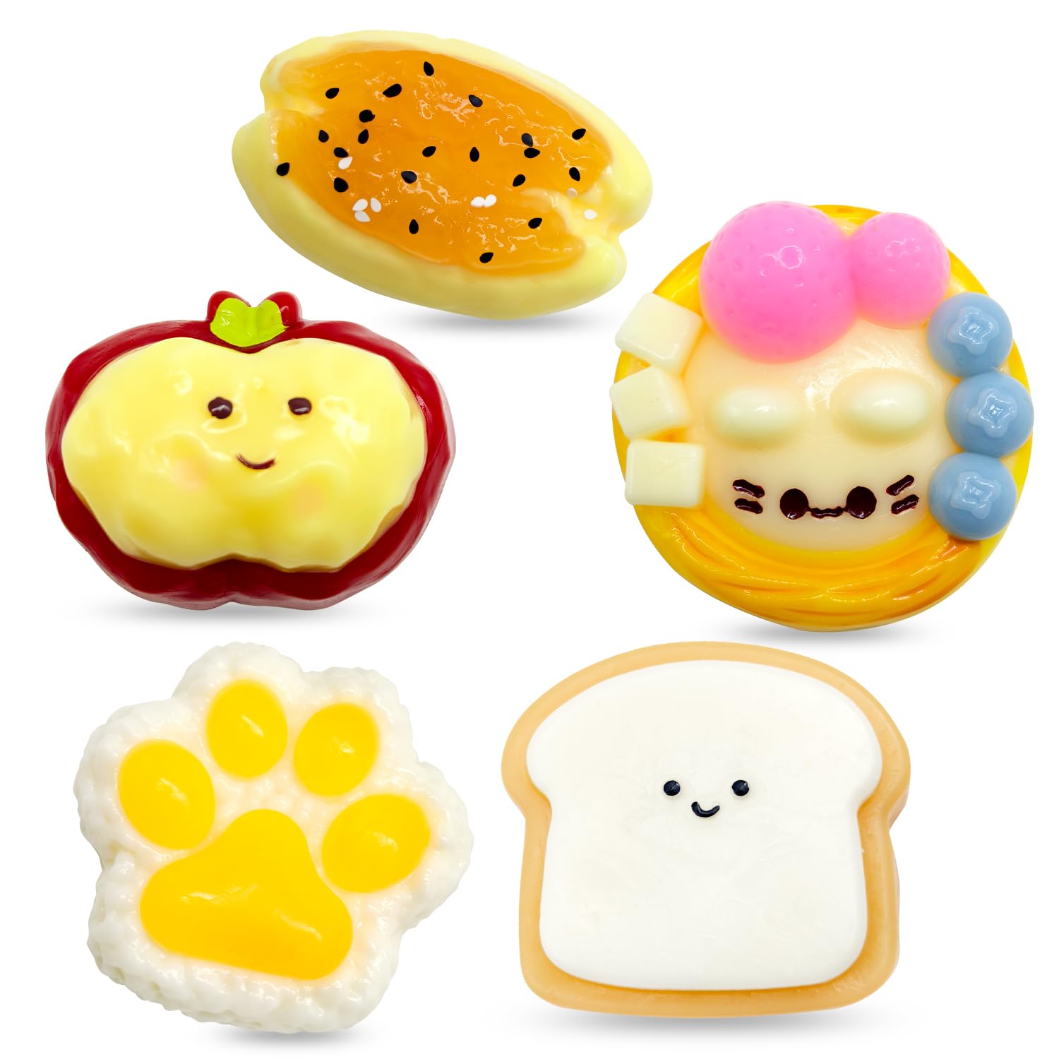 Steemjoey 5 PCS Taba Squishy Set Fidget Toys, Fufu Kawaii Soft Squeeze, Calming Anxiety Improving Focus Cute Sensory Stress Relief for Kids and Adults Novelty Holiday Party Birthday â image 1
