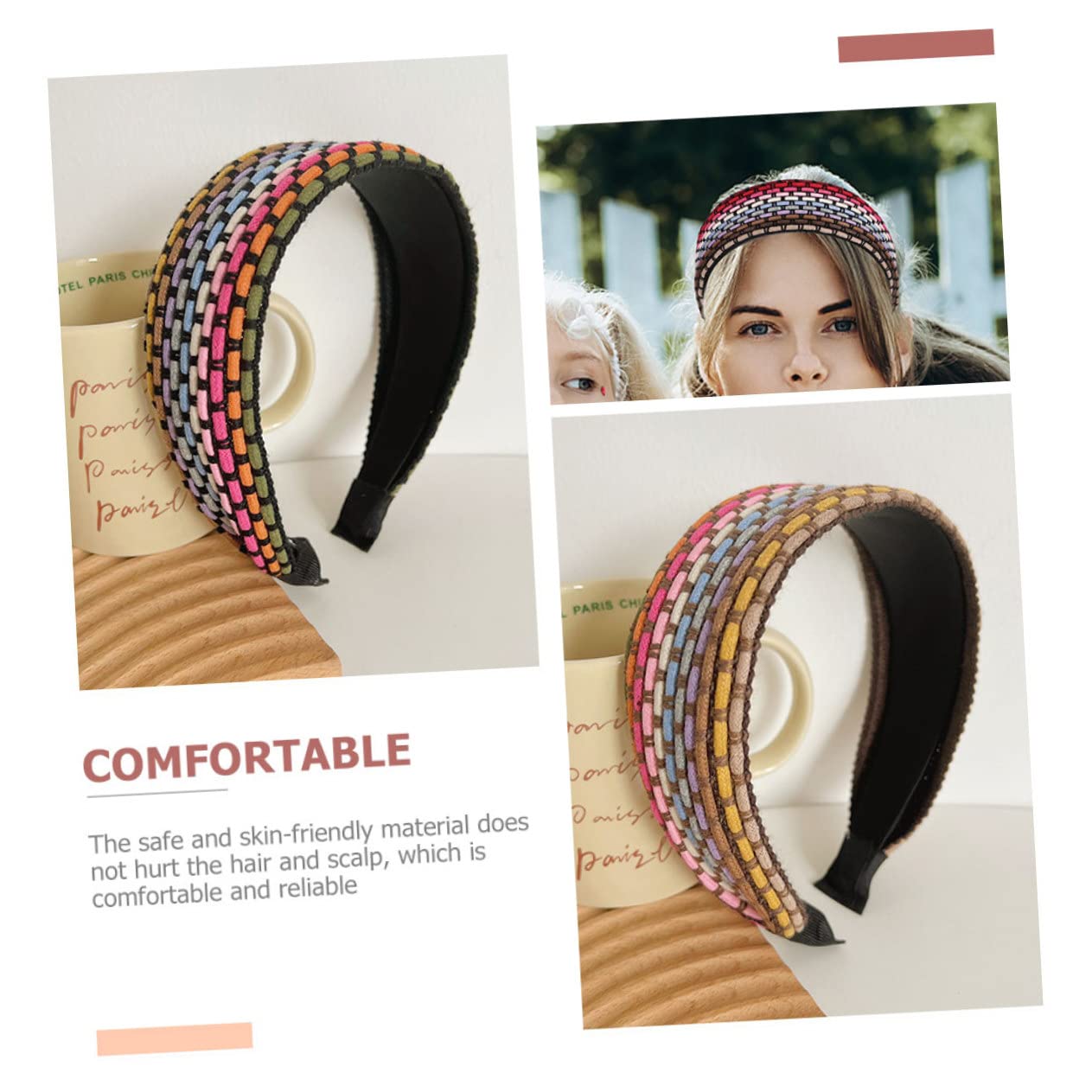 FRCOLOR 4 Piezas Diadema de ala ancha diademas femeninas bandas anchas para la cabeza diademas de niñas hair band bandana diademas decorativas delicados aros para el cabello tela