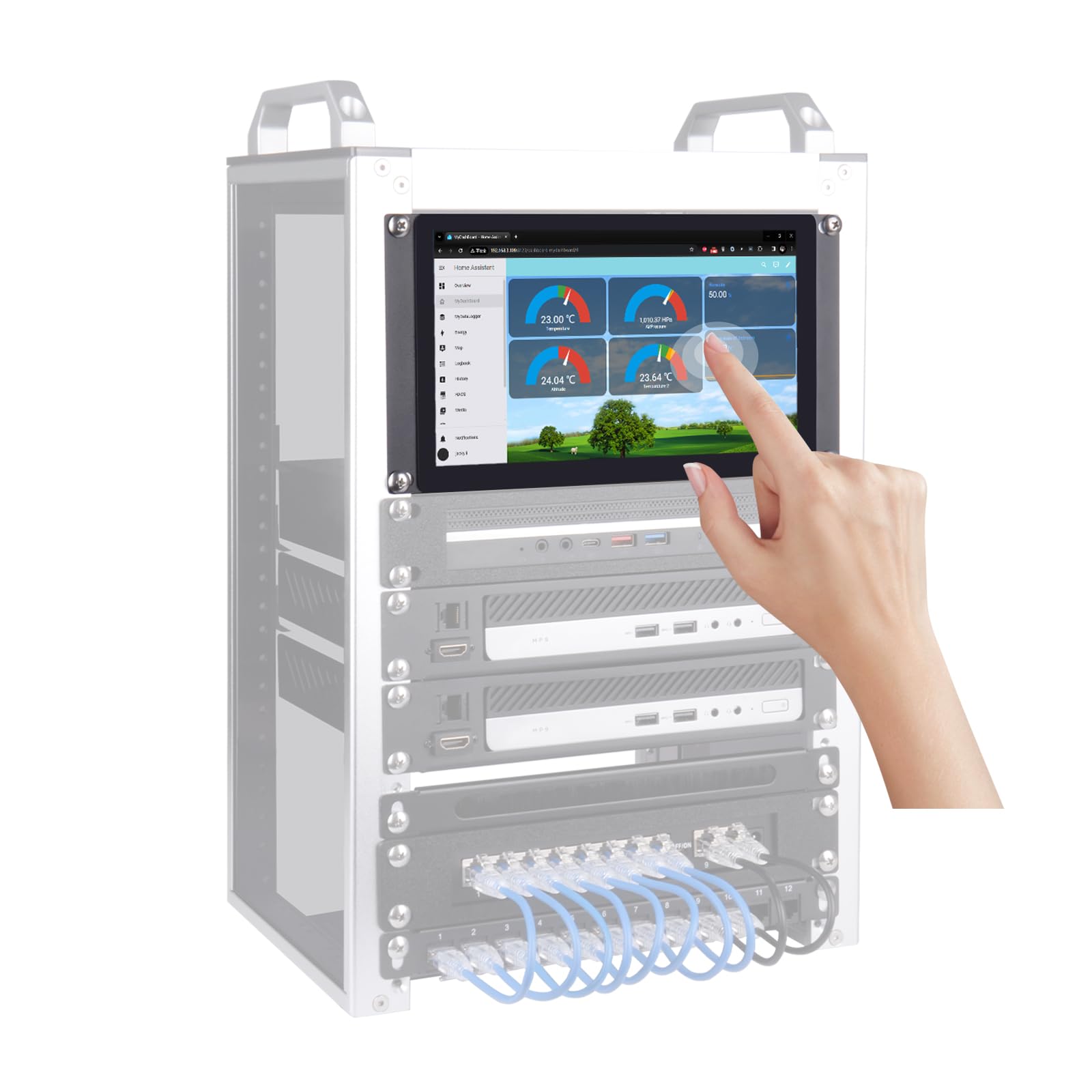 Photo 1 of GeeekPi 9 inch 1280x720 LCD Touch Screen 3U Rack Mount Monitor for DeskPi RackMate T0/T1/T2/T0 Plus/T1 Plus/TL1 Server Cabinet and 10 inch Mini Server Rack
