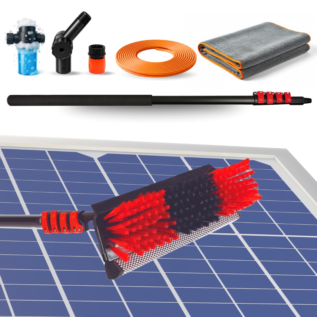 STARLYF Telescopic Hydrocleaner + Trockentuch, 90 x 60 cm, Reinigung von Solarplatten, Teleskopbesen für die Reinigung, Seifenspender, Glas, Waschen von LKW, Schildern, Booten (7 m)