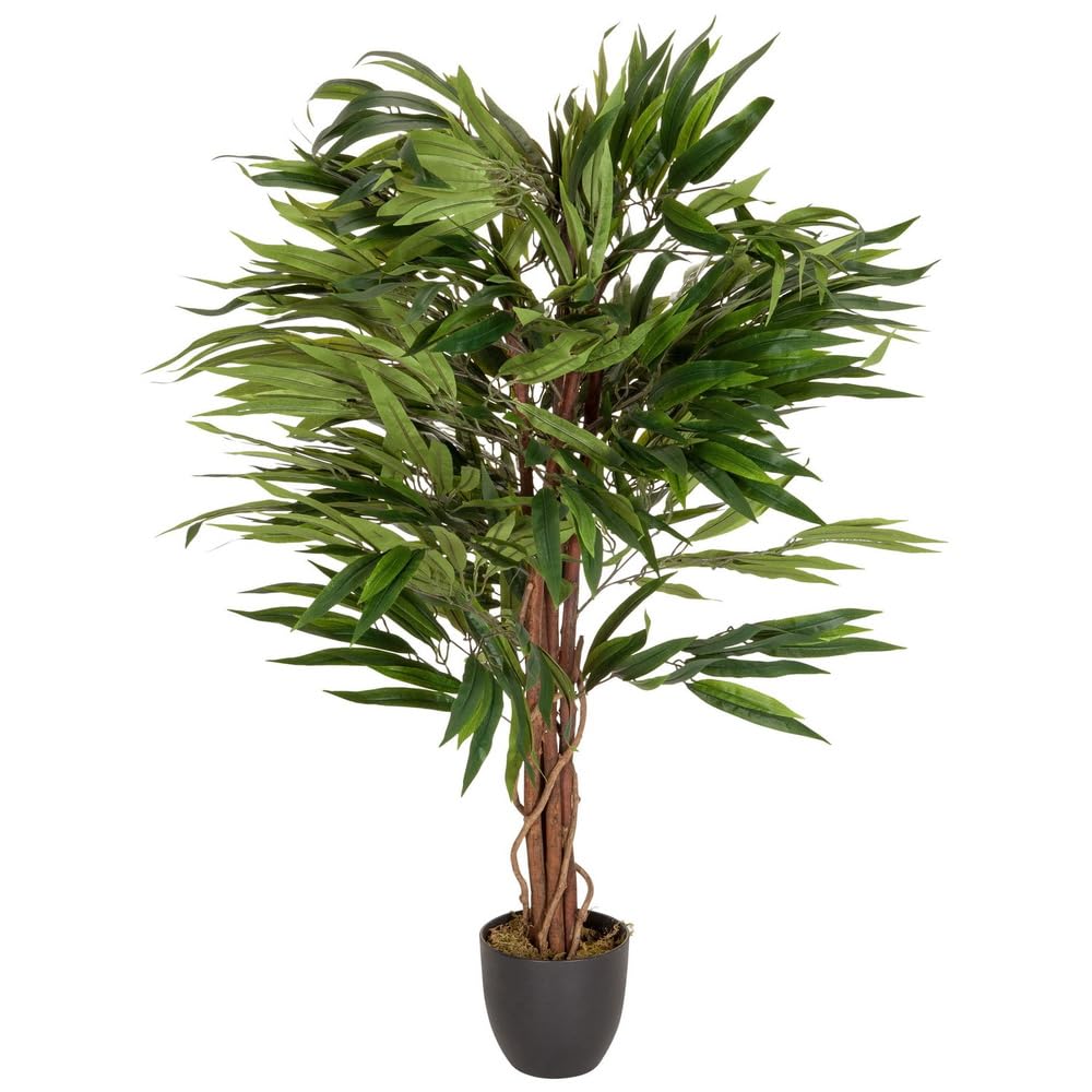 hjh OFFICE Plante Artificielle Mango Hauteur 130 cm Vert 588 Feuilles Grande Plante d'intérieur manguier Plante en Pot Arbre Artificiel, 871001