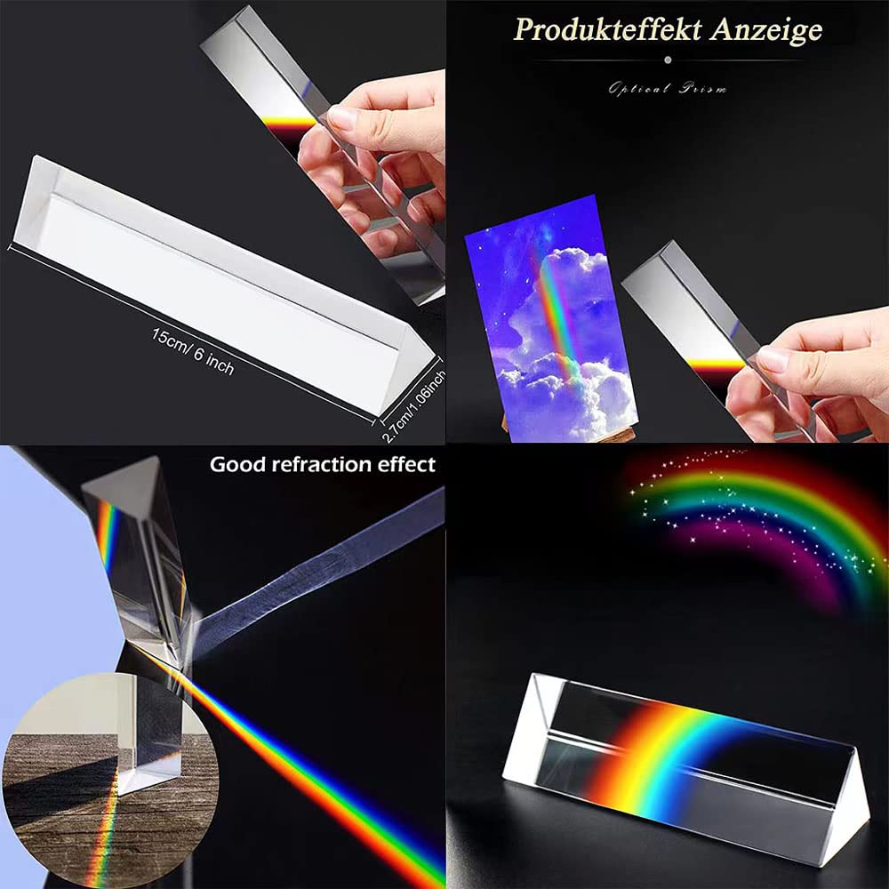 Prisme Optique Qiwenr - 10cm Verre K9 - Pour Photos Et Expériences Lumière - Boîte Cadeau