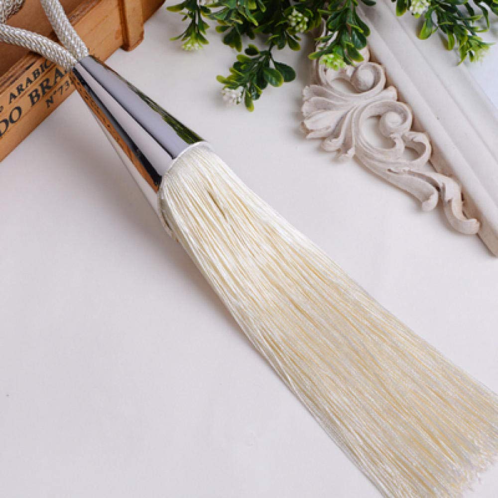 Vorhang Holdbacks Clip 2Pcs Vorhang Quaste Pinsel Raffhalter Hängende Kugelriemen Zurrgurte Seile Gürtel Vorhang Zubehör Verschluss Krawattenband Zurück Weiß