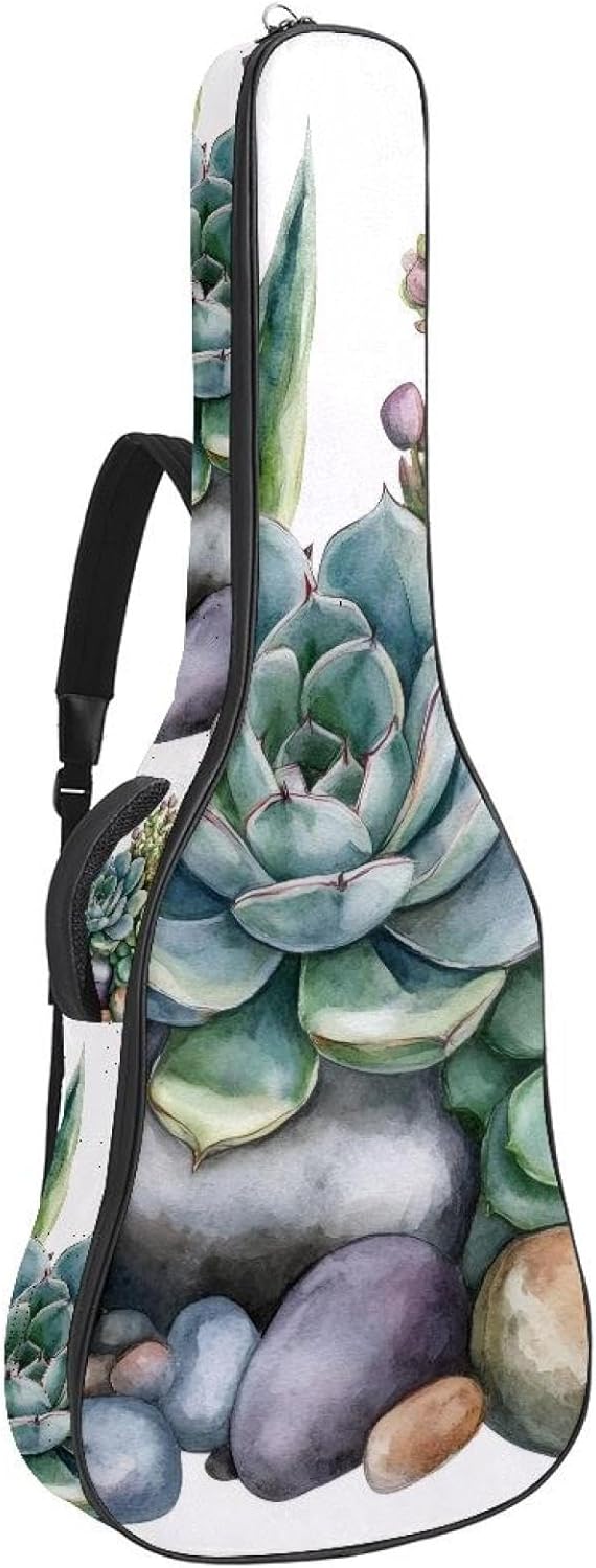 40 41 42 Inch Acoustic Guitar Bag, 0.4 In Thick Sponge Padded Guitar Case Gig Bag with Back Hanger Loop and 2 Pockets, Tree of Life with Moon Phase Boho Style