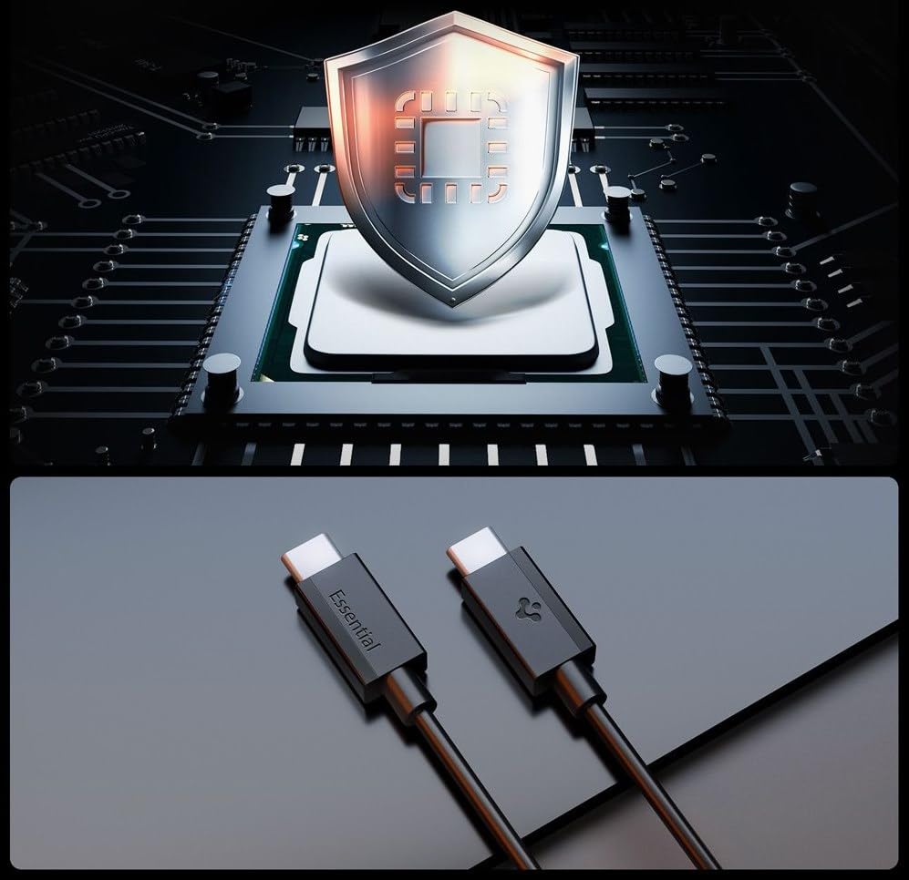Spigen USB-C to USB-C 2 Metre Kablo 60W Güç/PPS 2.0 Desteği Super Hızlı Şarj / 480 Mbps Data Aktarım Hızı Type-C Ekstra Dayanıklı Black - ACA08720