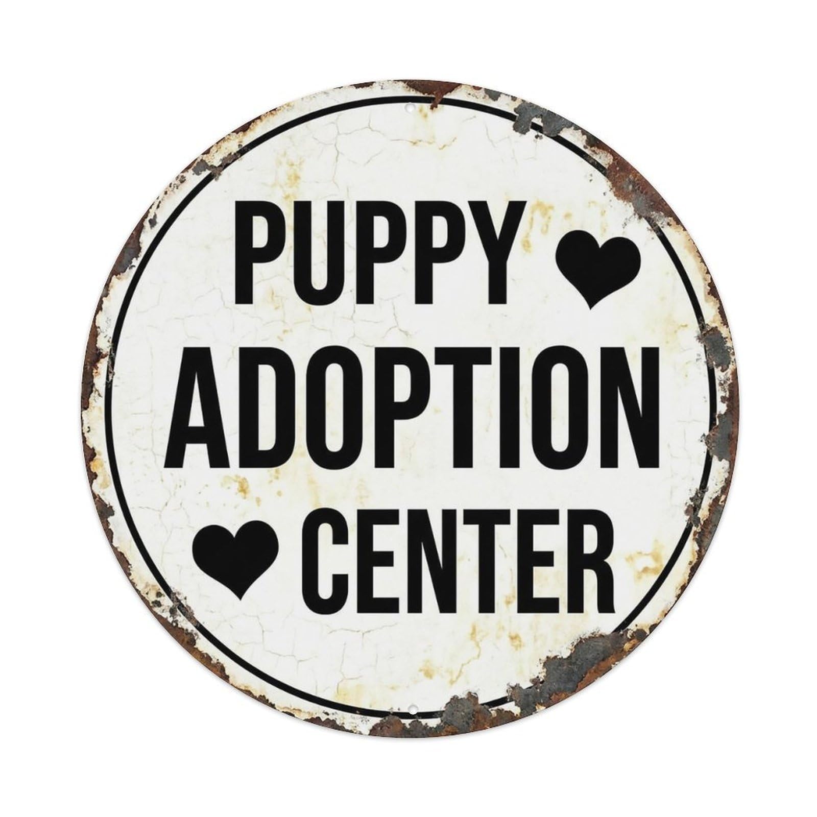 Vintage Puppy Adoption Center Decor Metal Tin Sign