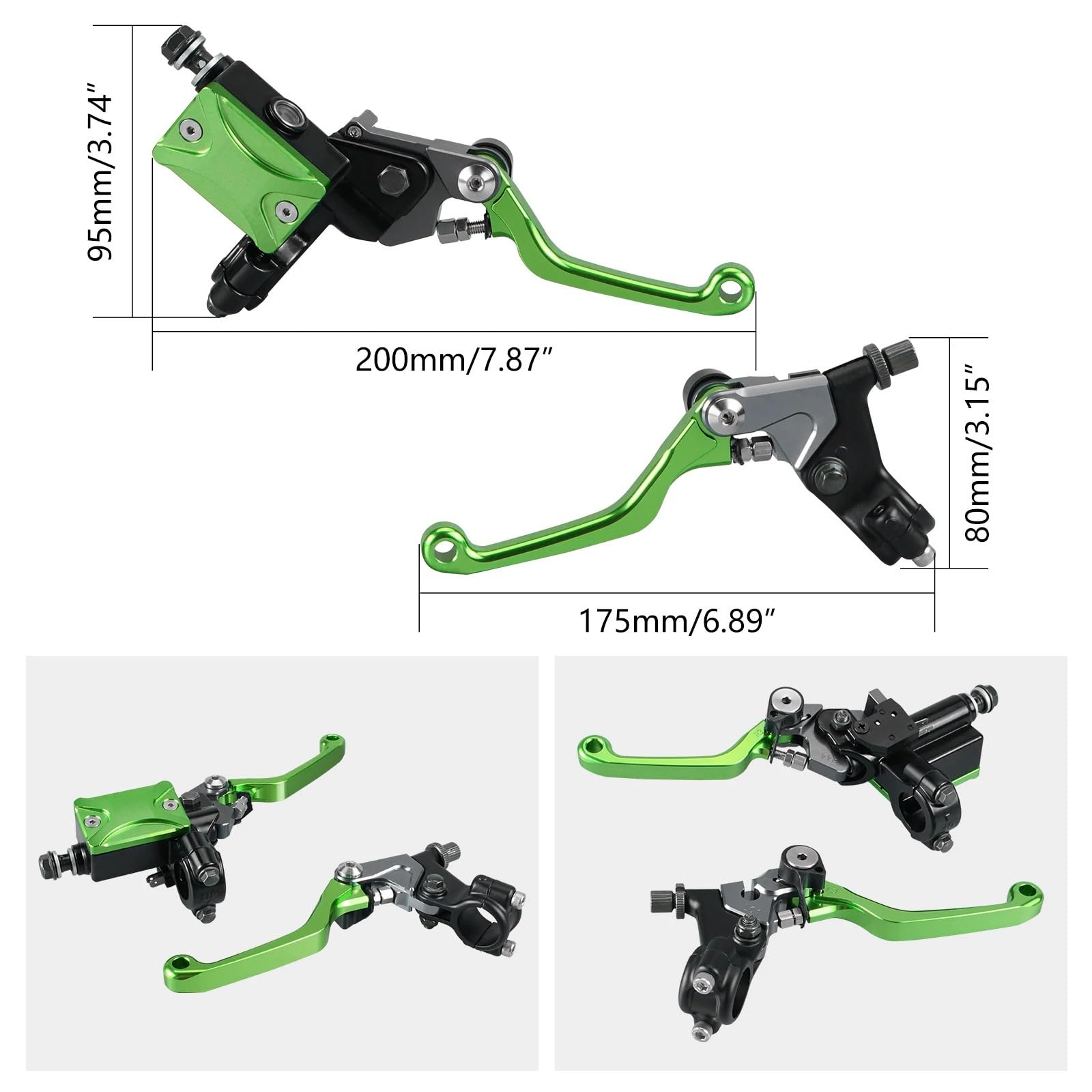 Zestaw linki sprzęgła motocykl Pasuje do Kawasaki KX 85 125 250 KXF 250 450 KLX motocykl hydrauliczny hamulec dźwignia sprzęgła dźwignia hamulca główny zbiornik płynu zestaw nakrętek(Green)