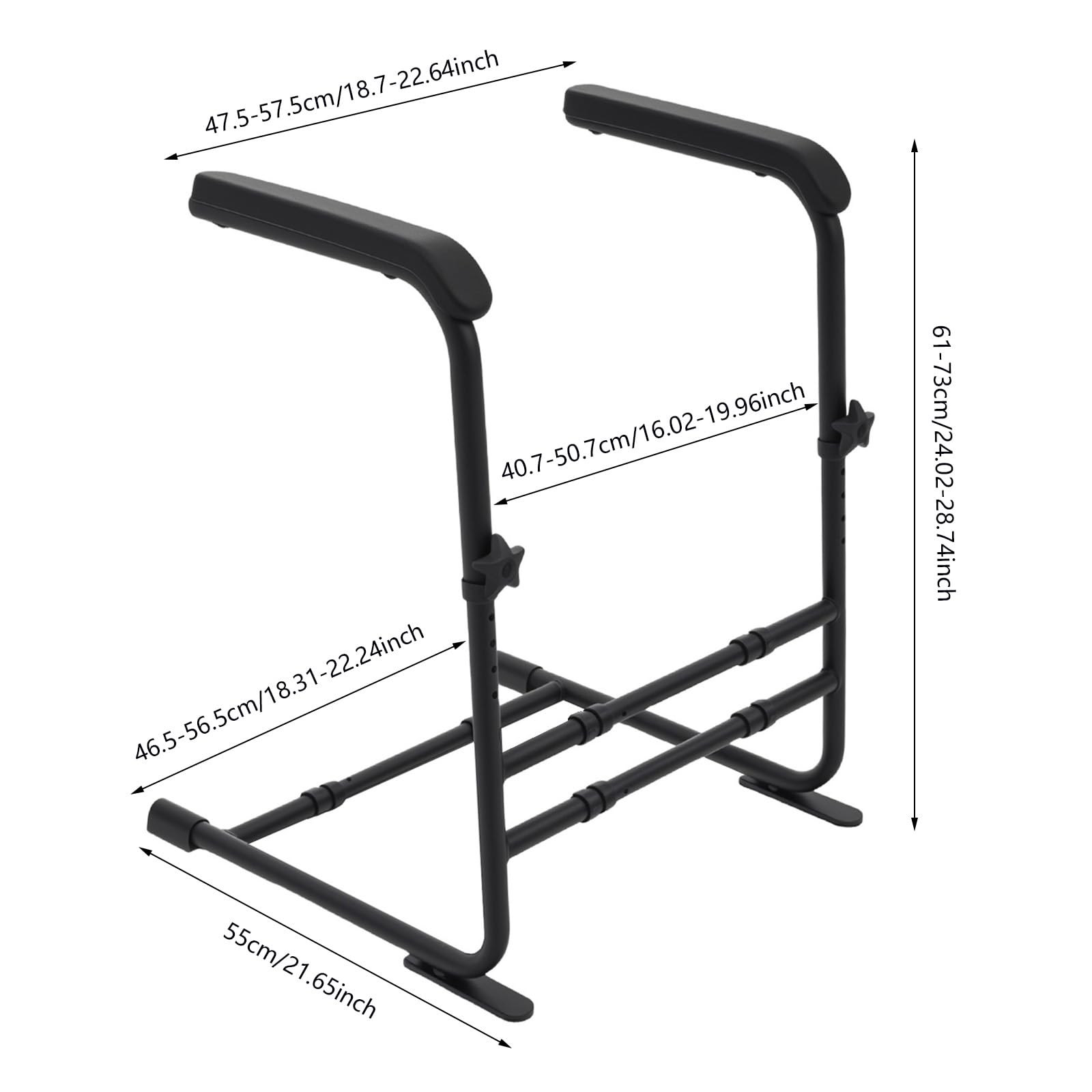 Sollevamento per divano/letto/toilette, dispositivo di sollevamento antiscivolo per anziani con manico largo, regolabile in altezza e larghezza per pazienti e disabili, fino a 204 kg (nero)