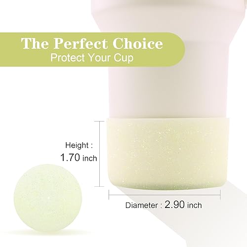 Vista 34 de WORBSS - Funda protectora de silicona con purpurina para vaso Stanley Cup H2.0 20 30 40 onzas y Hydro Flask de 18-24 onzas con 2.85-3.0 pulgadas