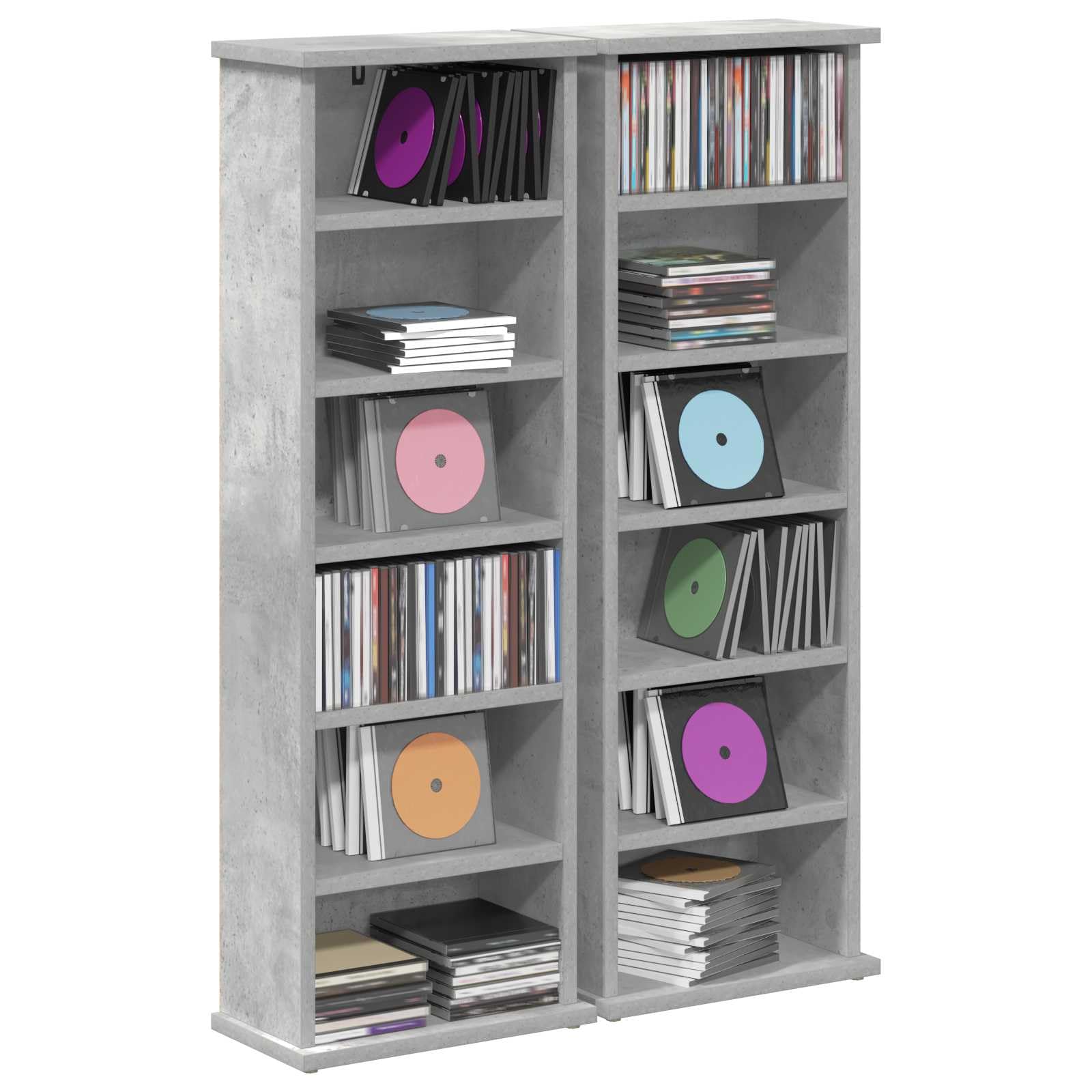 Estantería para CD (2 unidades, 60 x 17 x 92 cm), color gris