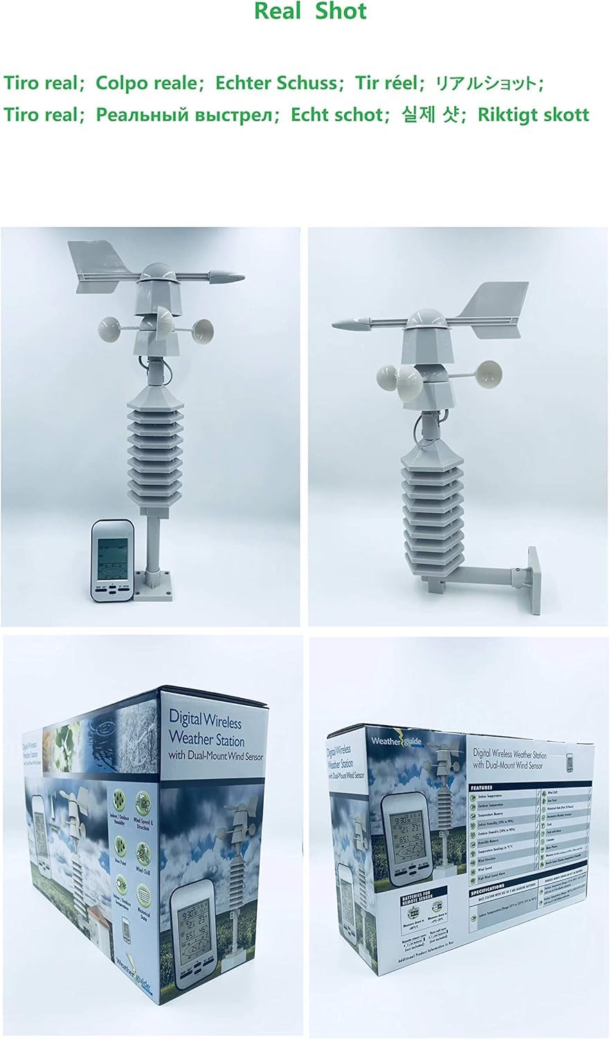 Stazione meteorologica Wireless Digitale Professionale con velocità del Vento, puoi osservare la velocità del Vento, la direzione del Vento, la Temperatura e l'umidità Interna ed Esterna, co