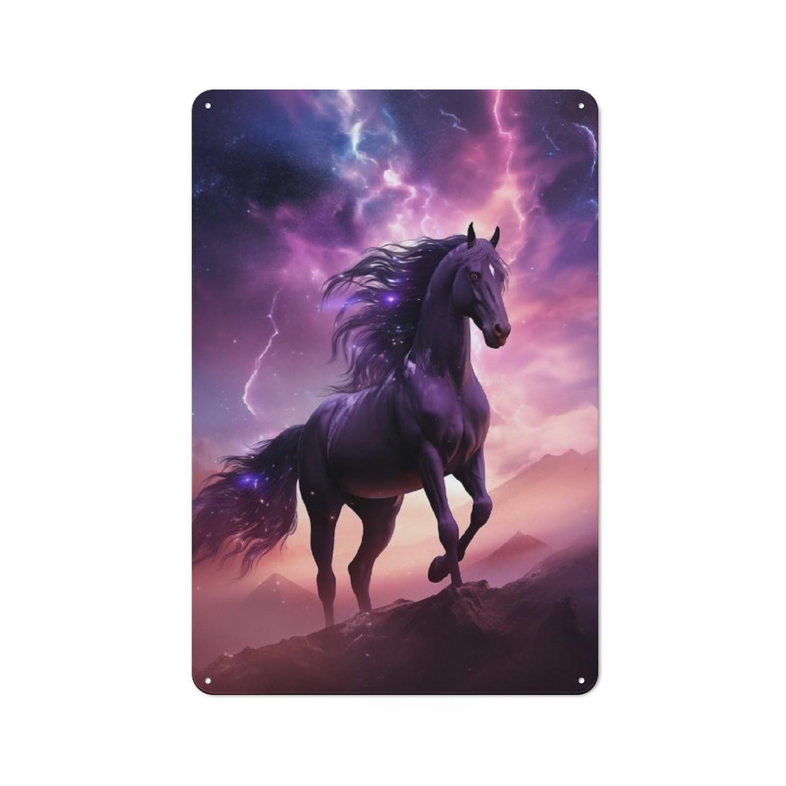 Junmoney Style-13 Vintage Tin Sign 30X20cm With Space Horse Racing For Studio Or Craft Room, A Winter Wall Decor Update For Creative-Space Collectors