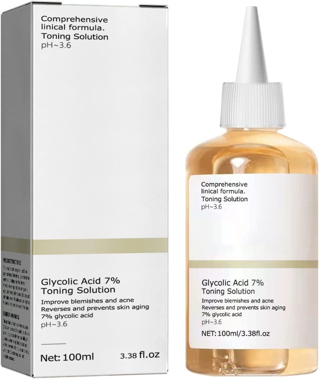 Glycolic Acid 7% Toner, Glycolic Acid 7% Toning Resurfacing Solution,Anti Aging Brighten Skin,Solution for Blemishes and Acne,Glycolic Sour 7% Toner 100ml