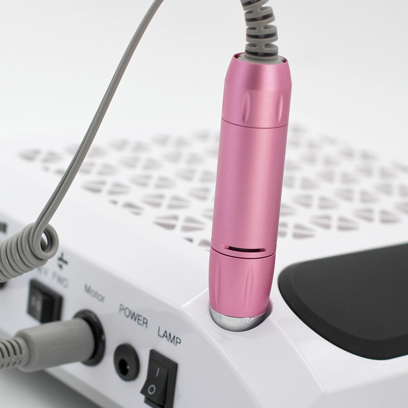 Fresa Per Unghie Professionale 4 in 1 Con Aspiratore da 60w e filtro lavabile con un Fresa Unghie Elettrico 30000 giri e Lampada Led 5w Bianco Freddo Con 100 Cilindri Abrasivi