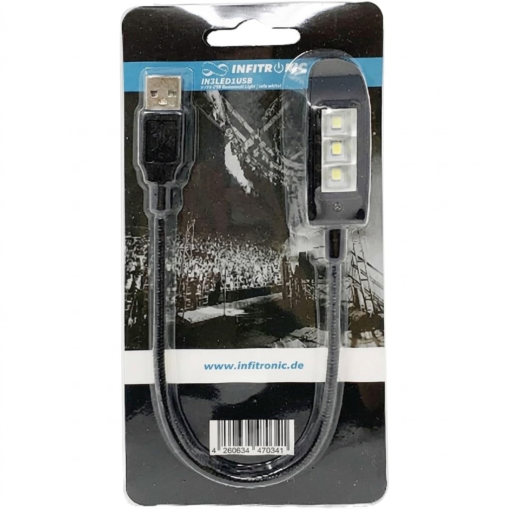 Infitronic IN3LED1USB – lampa 3 LED USB/lampa USB/lampa do czytania/lampka do czytania/lampka na klawiaturę do komputera, laptopa, notebooka, komputera, klawiatury (białe światło)