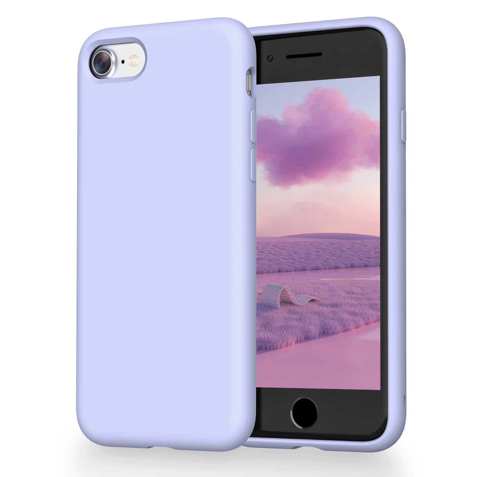OitiYaa Liquid Silicone Case Compatible with iPhone SE 3/2 (2022/2020), iPhone 8/7 Case, 4.7 Inch, Soft Ultra Slim Protective Shockproof Phone Case with Anti-Scratch Microfiber Lining，Clove Purple