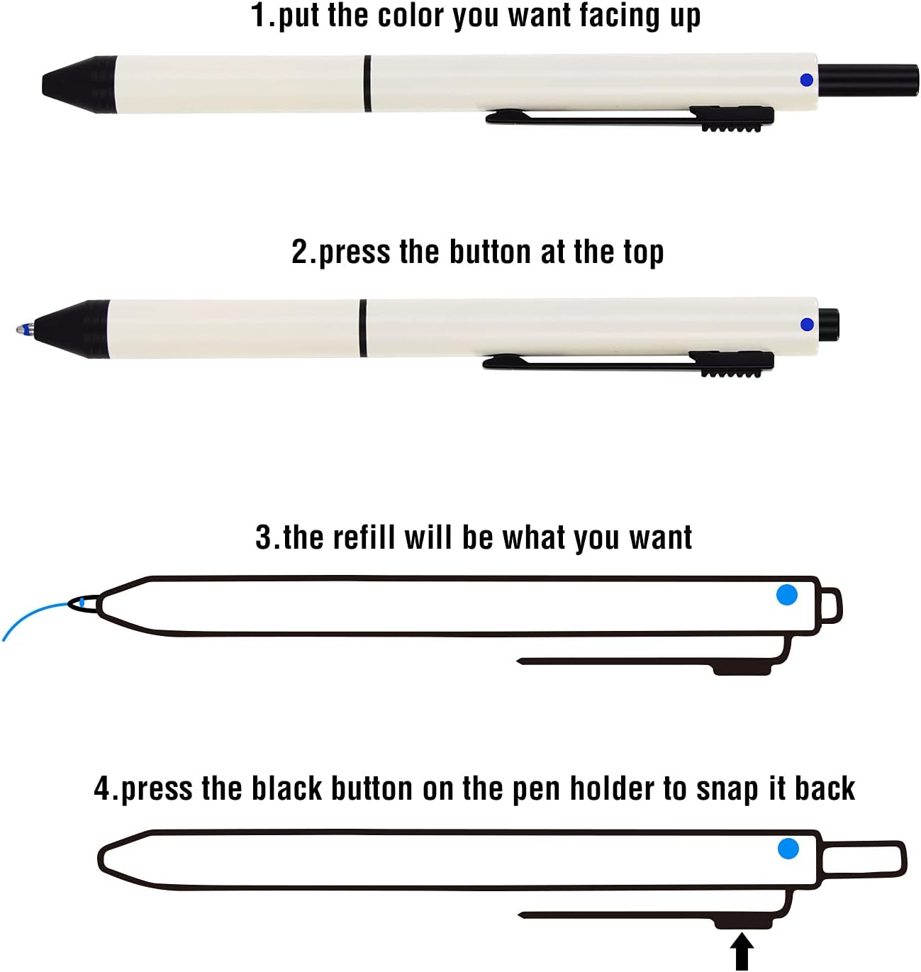 smttw Personalized 4-in-1 Multicolor Ballpoint Pen, Pencils, Customize, White