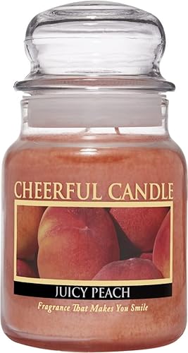 A Cheerful Giver - Vela en tarro de vidrio perfumada Juicy Peach (6 onzas) con tapa y fragancia fiel a la vida, fabricada en Estados Unidos