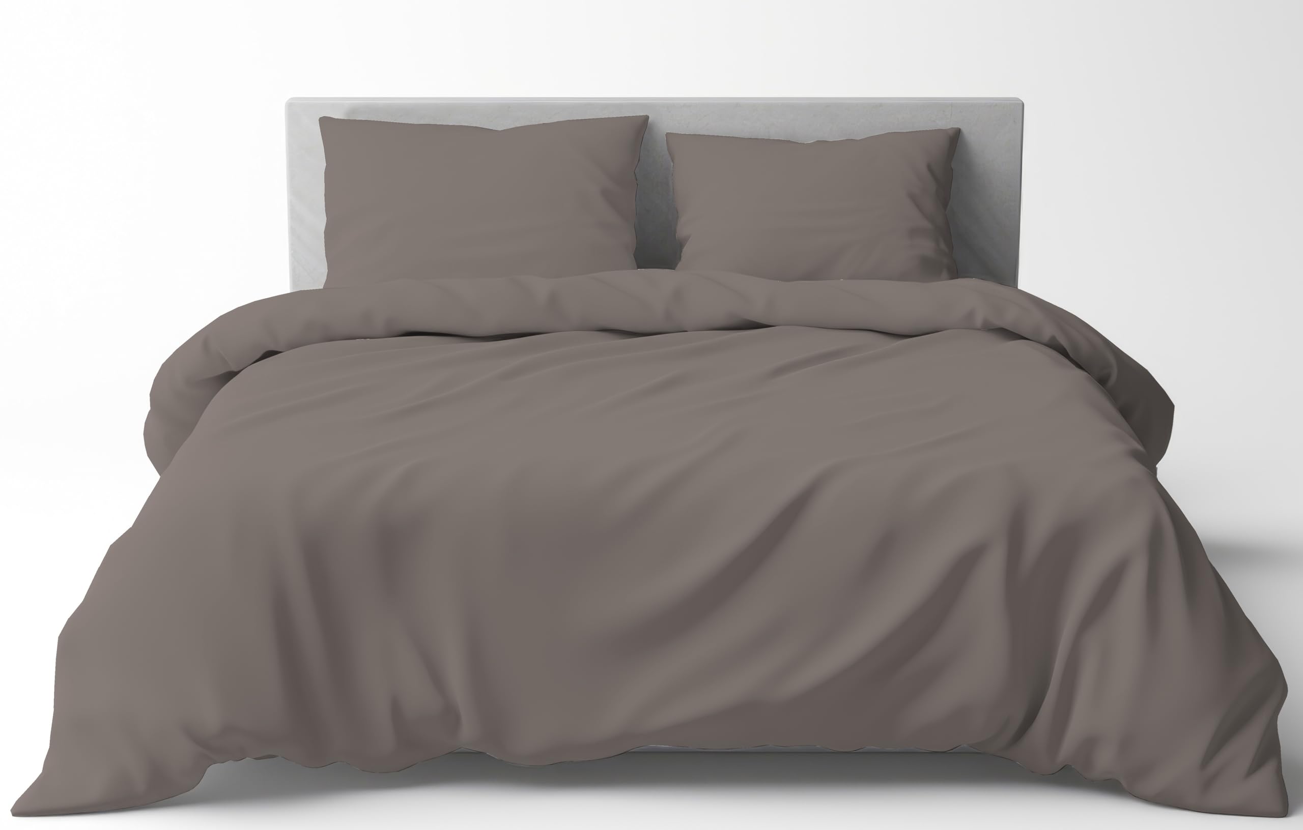 Parure de lit flanelle 100 % coton 250x240 cm Mahome avec housse de couette taupe