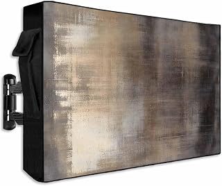 Abstract Paint Outdoor TV Cover 40 to 43 inch Retro Brown Gradient Mottled Art Waterproof Weatherproof TV Covers for Outside with Zipper Remote Control Pocket Outdoor Flat Screen Protectors