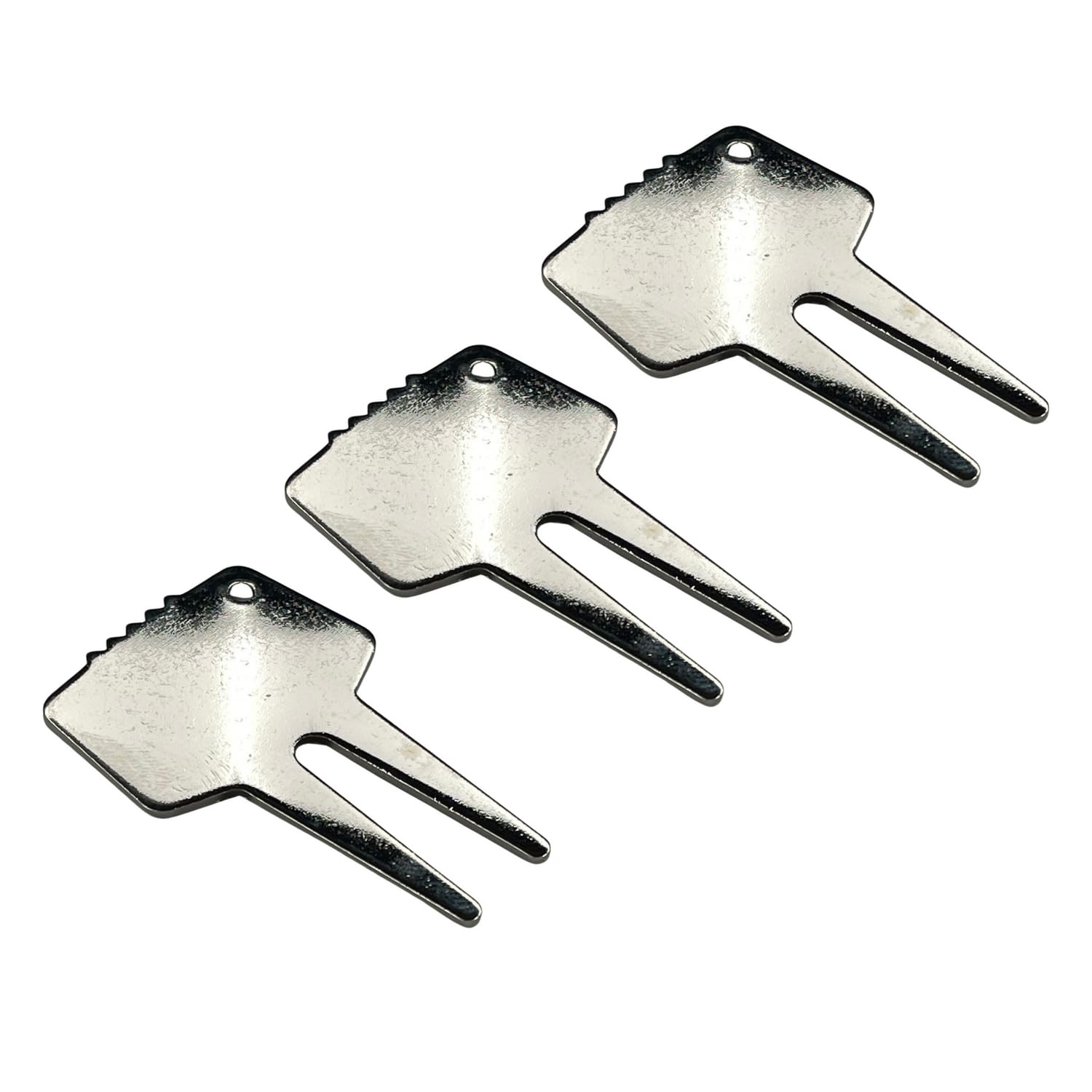 MooreGolfing Golf Accessories Divot Ball Mark Repair Tool Club Grip Cigar Rest 3 Pack Steel Silver