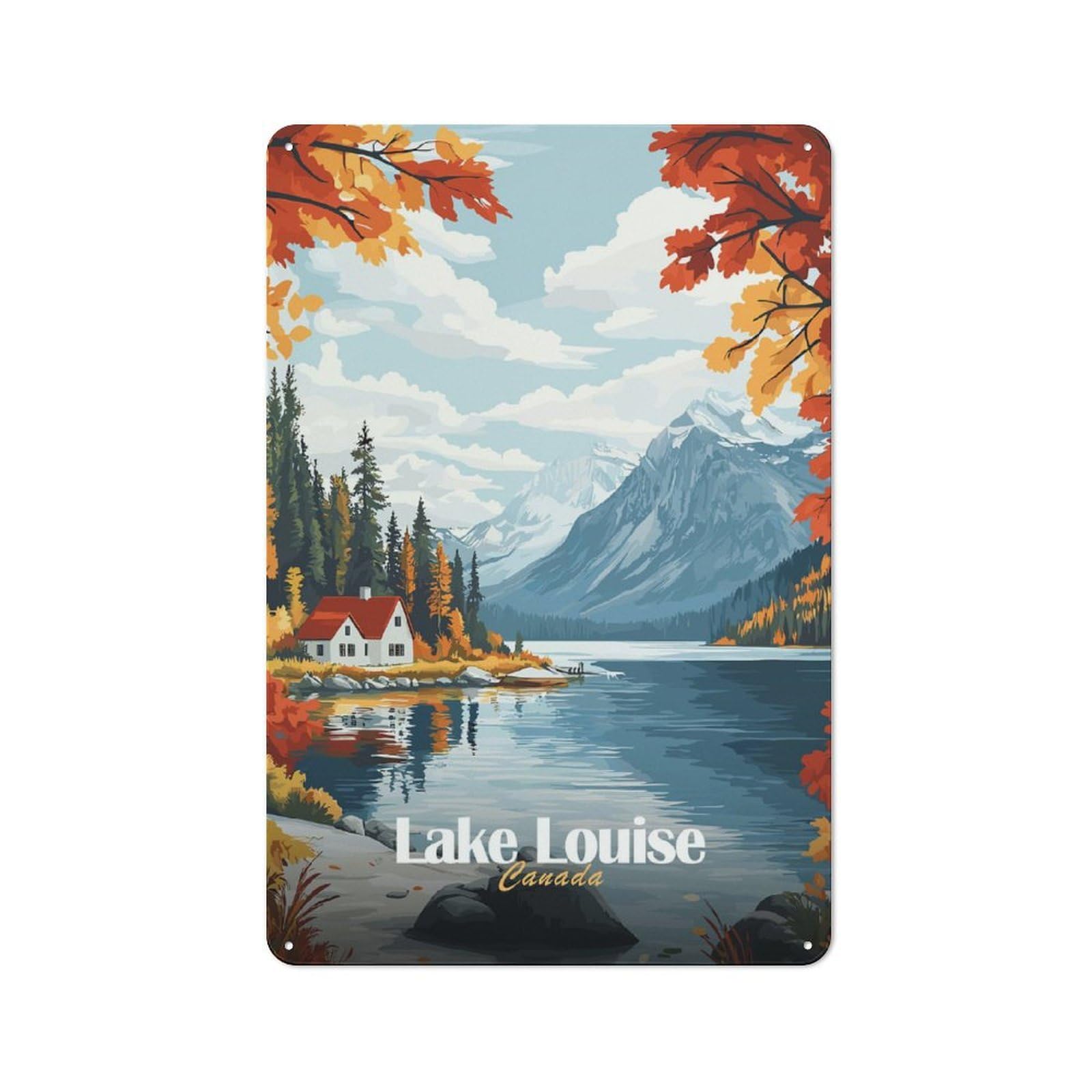 Junmoney Style-13 Classic Lake Louise Canada Metal Wall Plaque 30X20cm, Nostalgic Wall Art For Living Room, Hallway, Kitchen Or Cafe