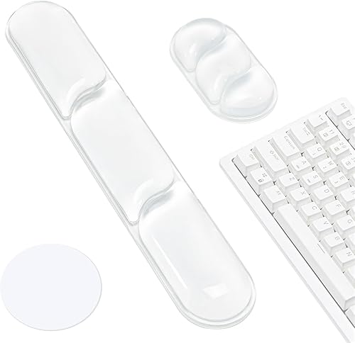 Vista 16 de Ospelelf Juego de alfombrilla de mouse con reposamuñecas de gel ergonómico para teclado, soporte de muñeca con parte inferior de goma Rosa