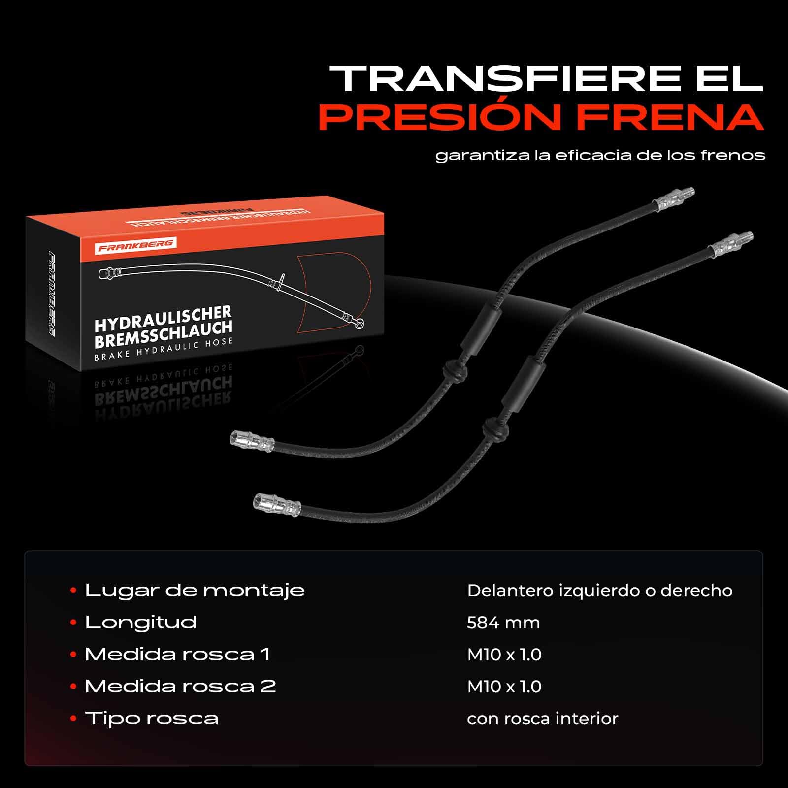 Frankberg 2x Manguera de Freno Latiguillos de freno Parte delantera izquierda derecha Compatible con Clase M W164 GL-Klasse X164 Replace# 2514200548