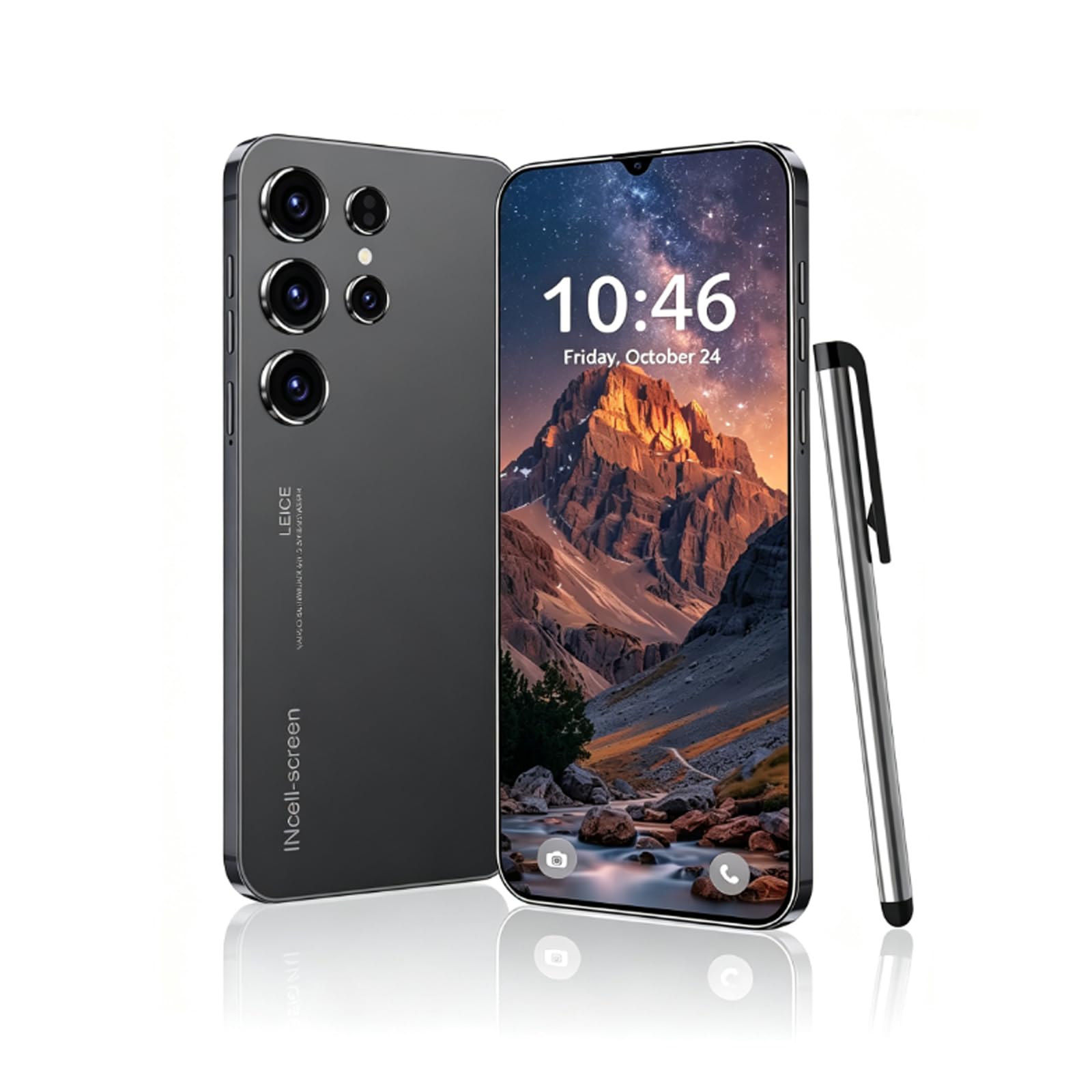 C24 Unlocked Phone,Android 14 Smartphone,4+128GB Cell Phone,6800mAh Large Battery,6.3-inch Screen,90Hz FHD+ Screen 72MP Camera Smartphone,Dual SIM 5G Phone,Face ID/GPS. (Black)