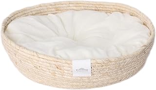 Dehner Premium Lovely Kuschelbett Guter Schlaf, Ø 45 cm, Höhe 13 cm, Naturmaterial/Plüsch, weiß/beige product image