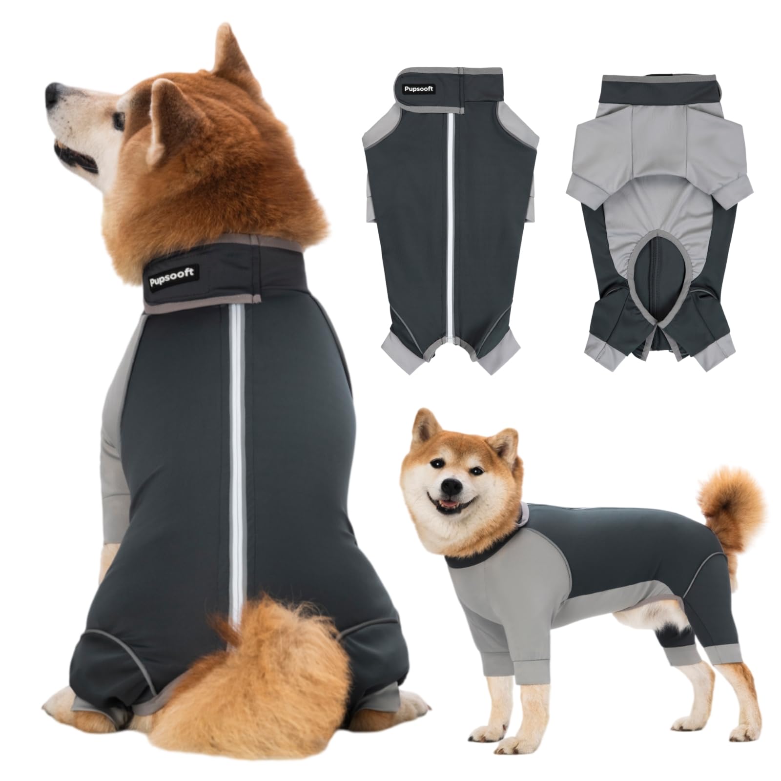 Outdoor Dog Body Suit, Water-Repellent & Dirt-Proof Dog Jumpsuit with Elastic Fit & Reflective Trims, Shedding Control, All-Weather Protection for Recovery Dogs Apparel (Meteorites, X-Large)