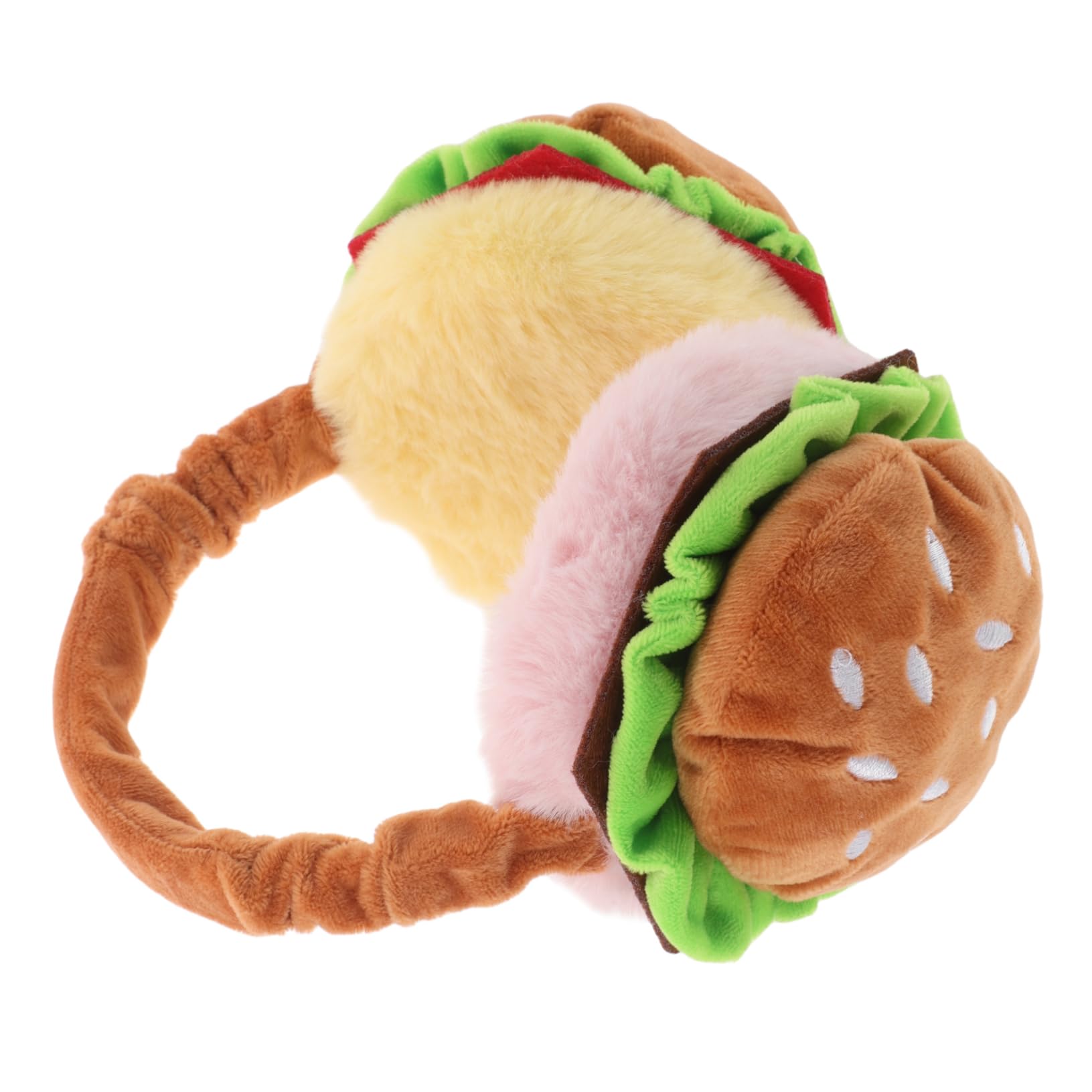 FRCOLOR Cute Hamburger Ear Warmers, Foldable Plush Earmuffs for Winter Windproof and Thermal Ear Covers for Outdoor Activities