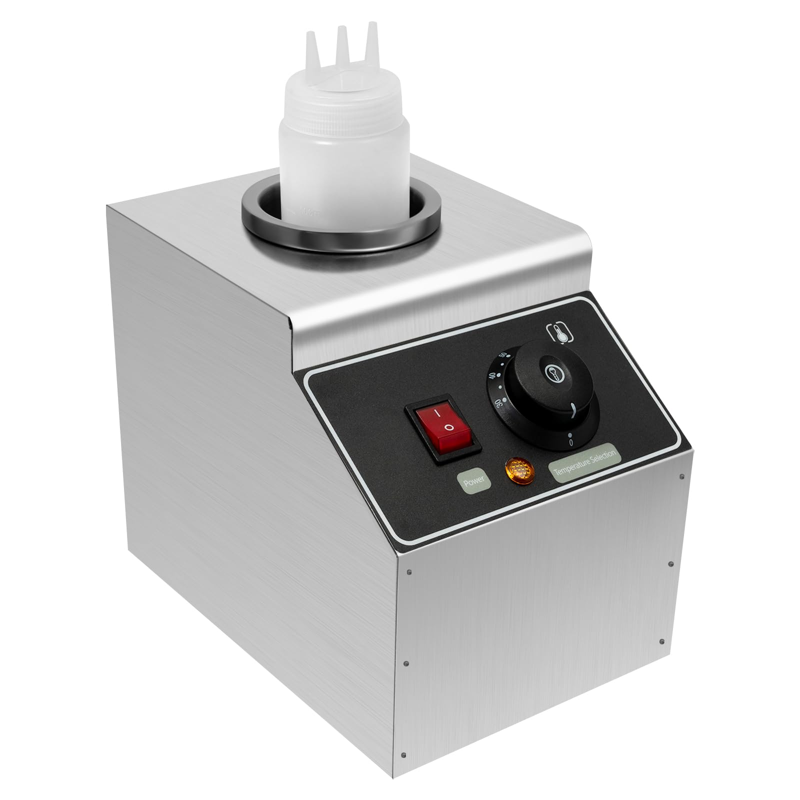 Commercial Electric Sauce Warmer Dispenser 240W Stainless Steel Countertop Sauce Dispenser with Bottle Chili Hot Fudge Cheese Caramel Jam Sauce Warmer Adjustable Temperature from 30 to 85? (1 Bottle)
